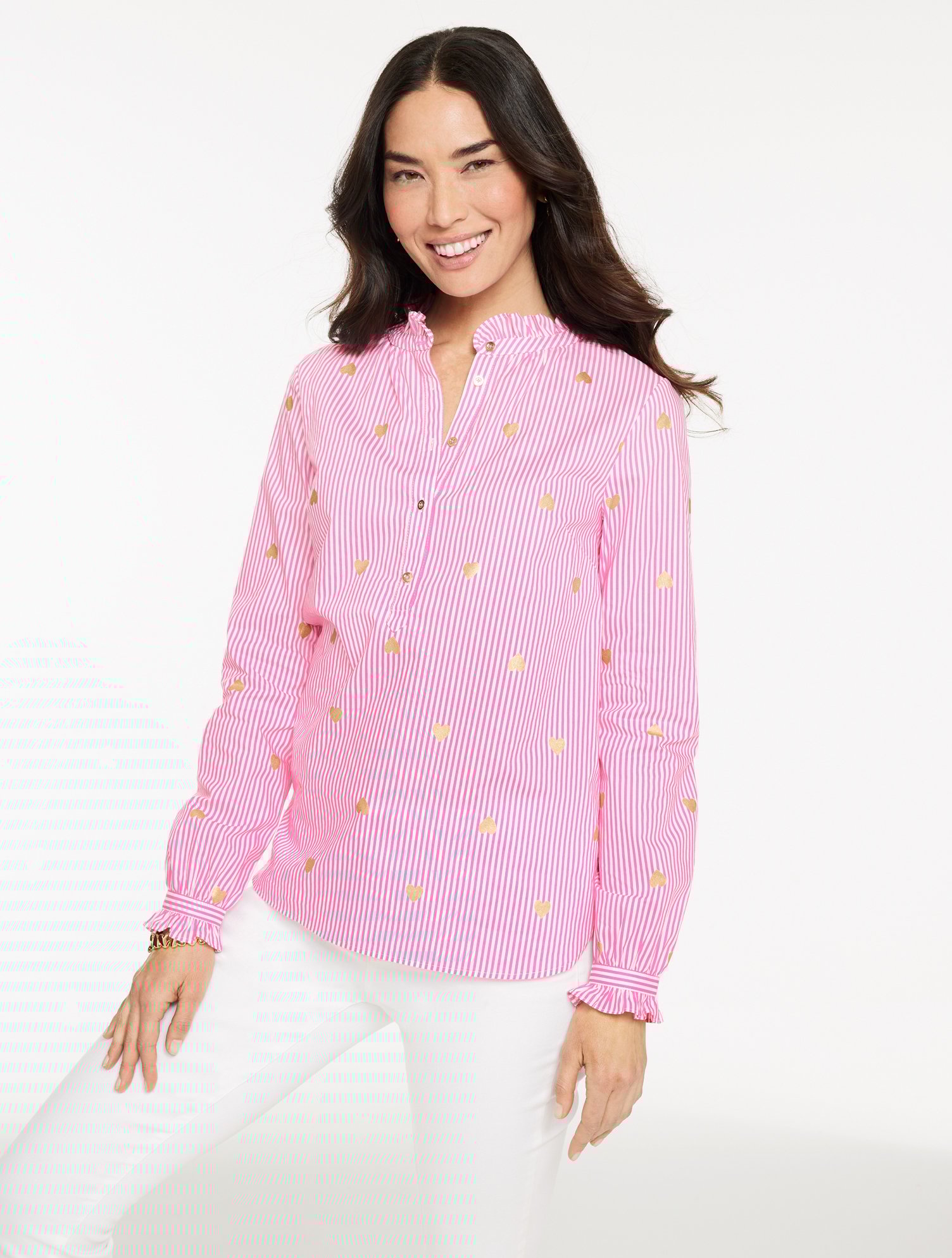 Heart Stripe Poplin Top