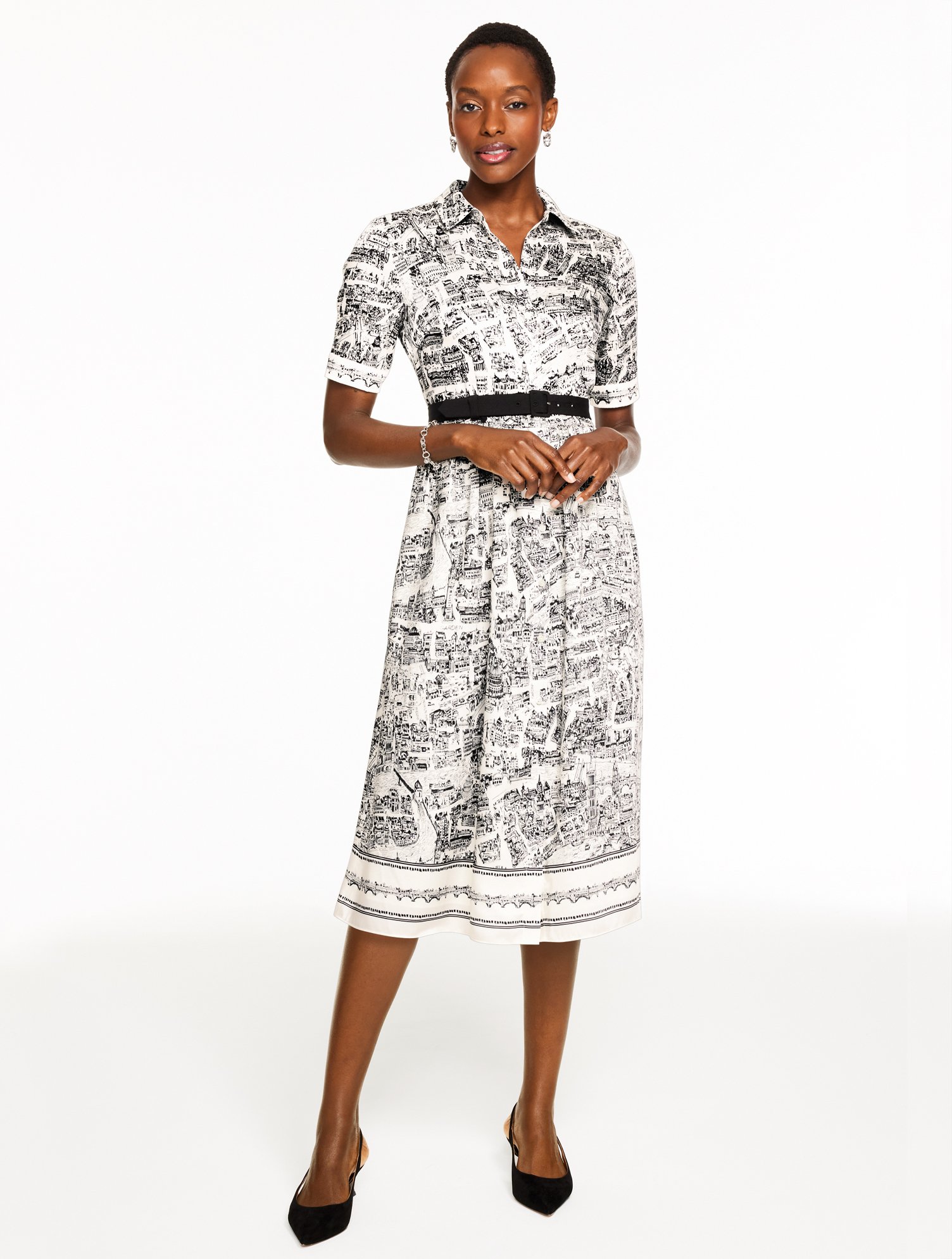 Tie Waist Shirtdress - Floral Geo Patchwork | Talbots