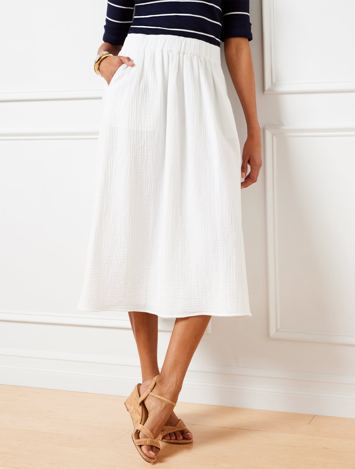 Airy Gauze Midi Skirt | Talbots