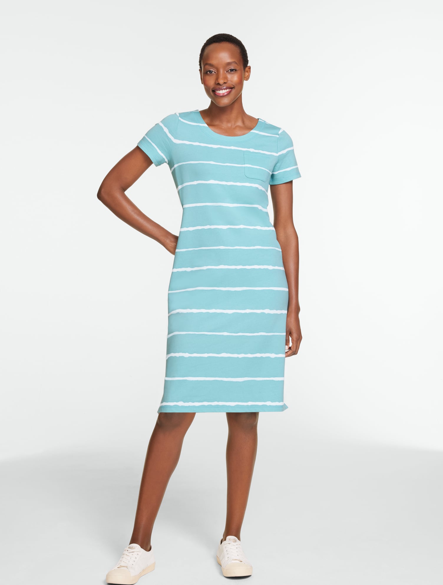 blue stripe dress women Eliza Striped Maxi Dress – Teal Poppy main image 0