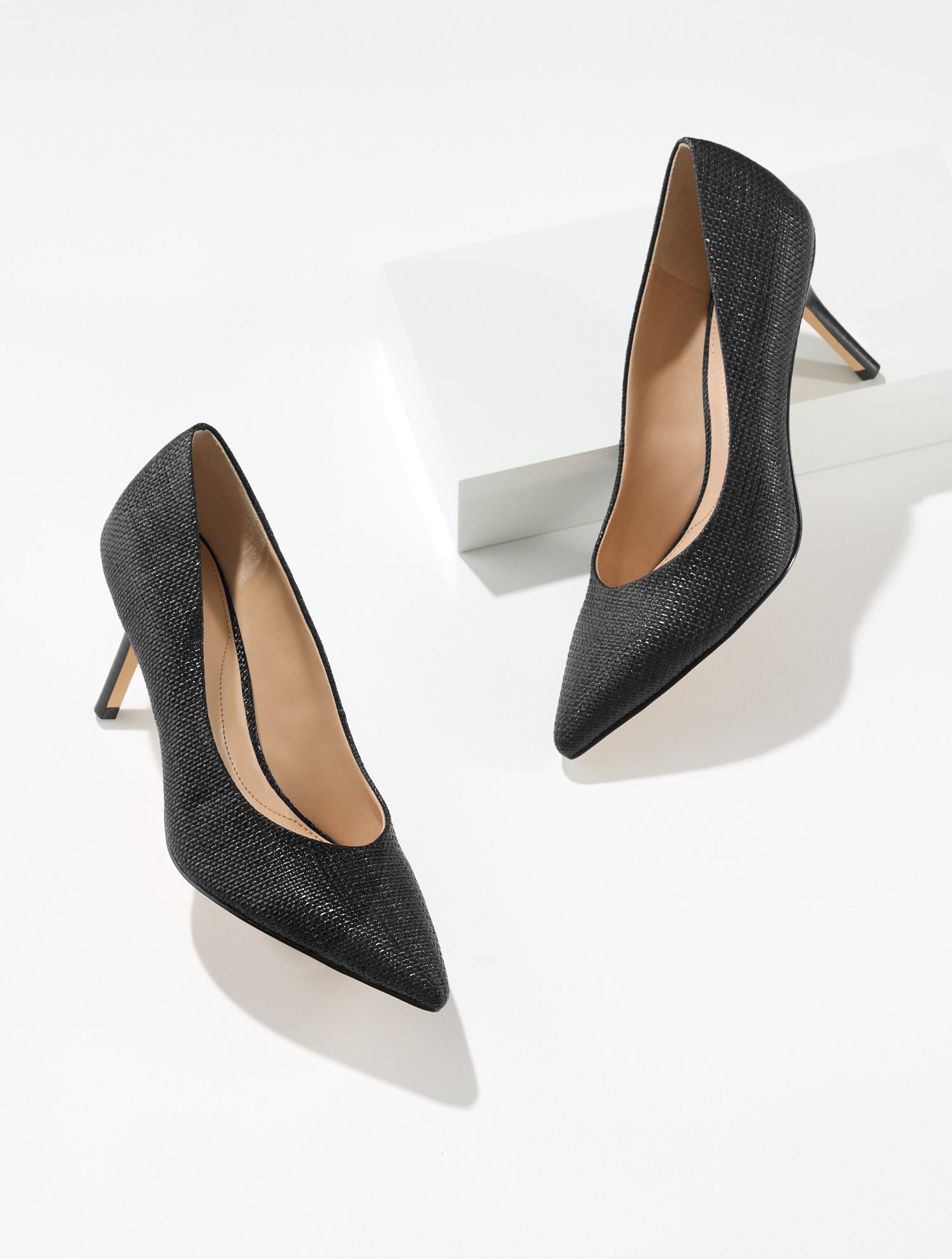 Sasha Shimmer Raffia Pointed Toe Pumps