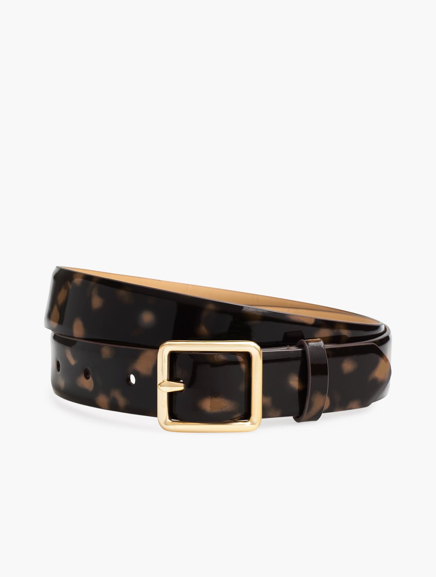 Patent Leather Tortoise Belt - Tan/Black - Large Talbots