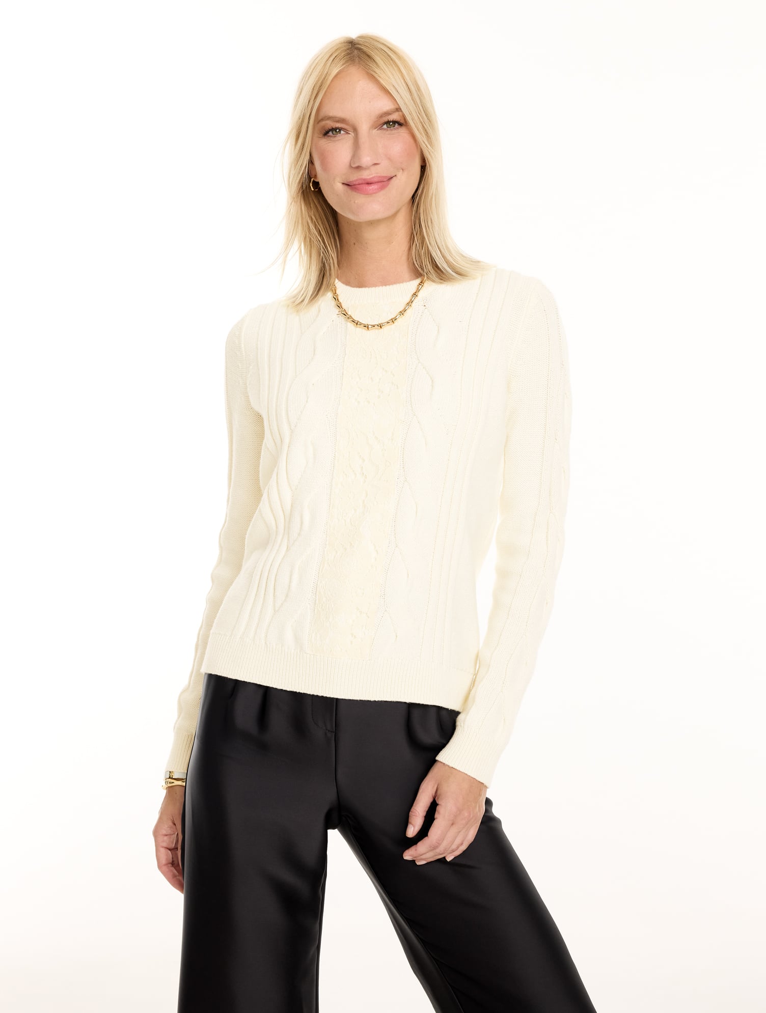 Lace Cable Knit Sweater