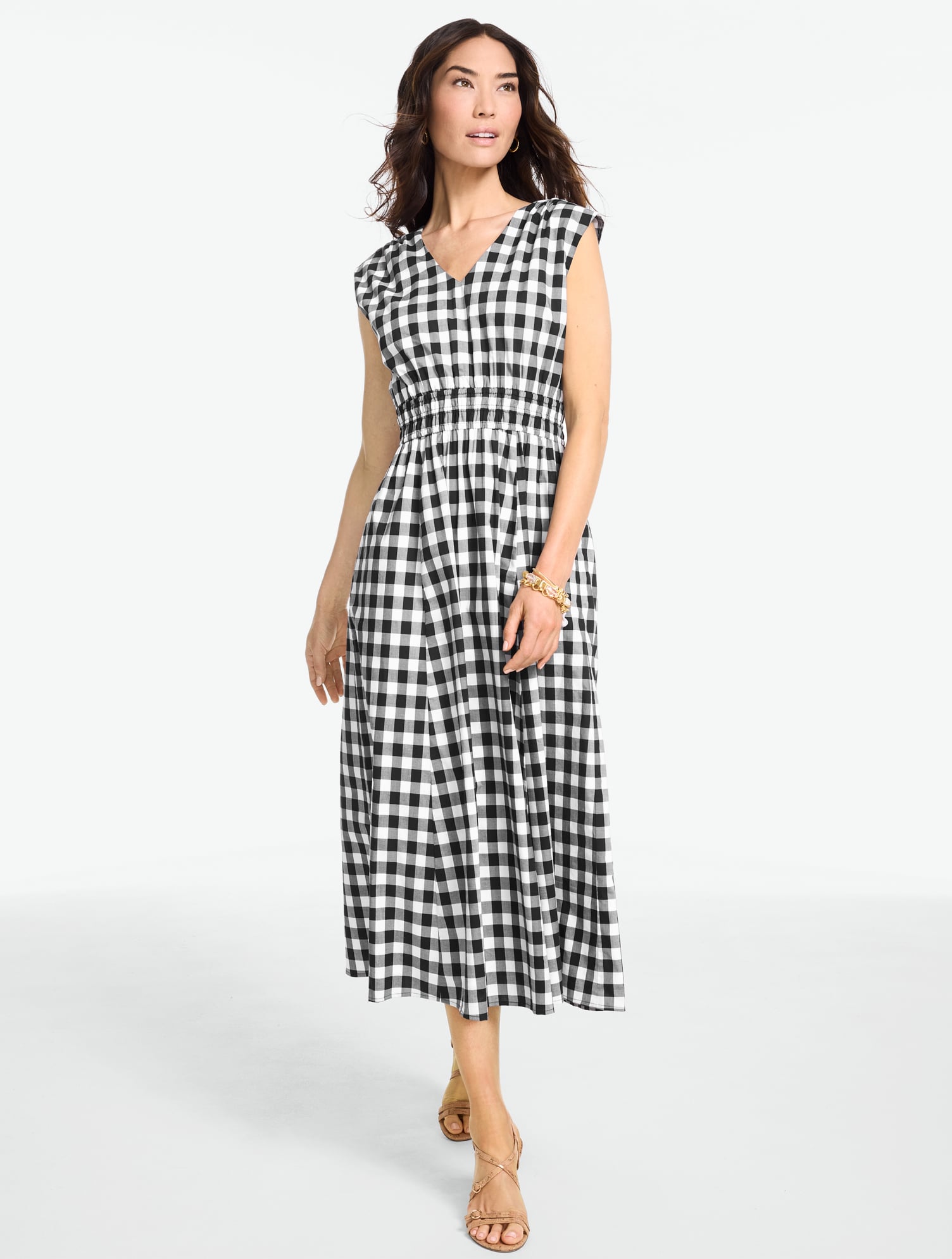 Poplin Fit & Flare Midi Dress - Beatrice Gingham | Talbots Poplin Fit & Flare Midi Dress - Beatrice Gingham | Talbots