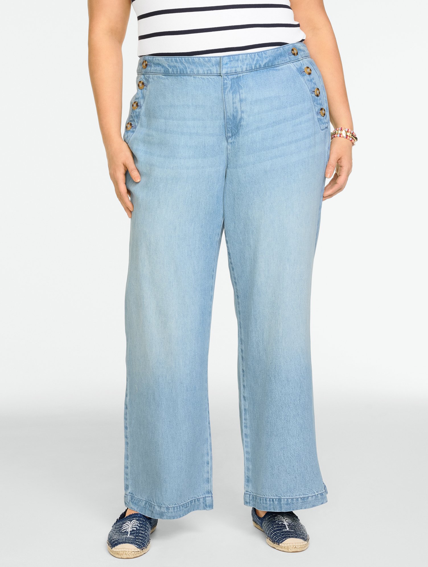 Relaxed Wide Leg Sailor Jeans - Lucerne Wash