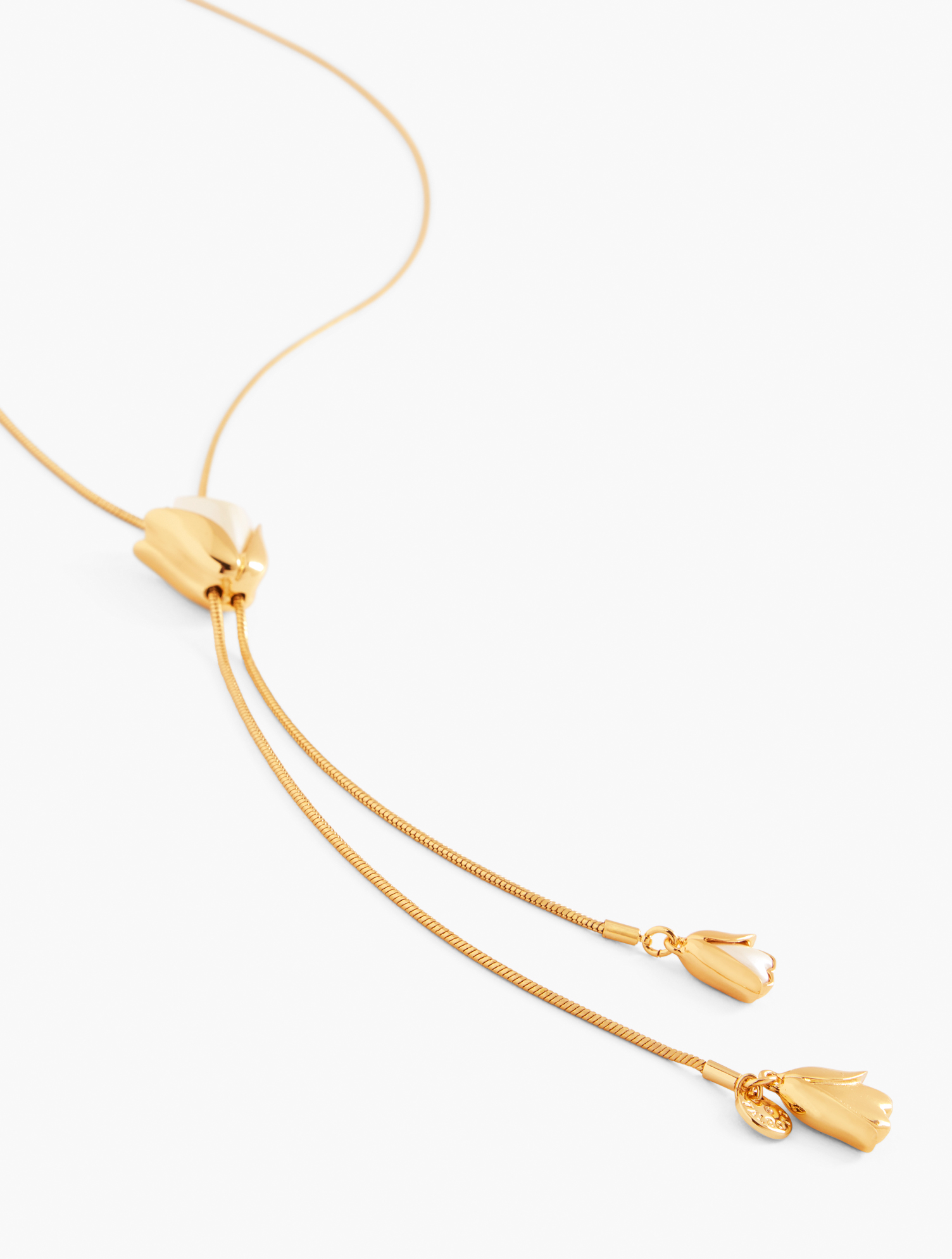 Talbots Budding Tulips Lariat Necklace - Ivory Pearl/gold - 001  In Ivory Pearl,gold