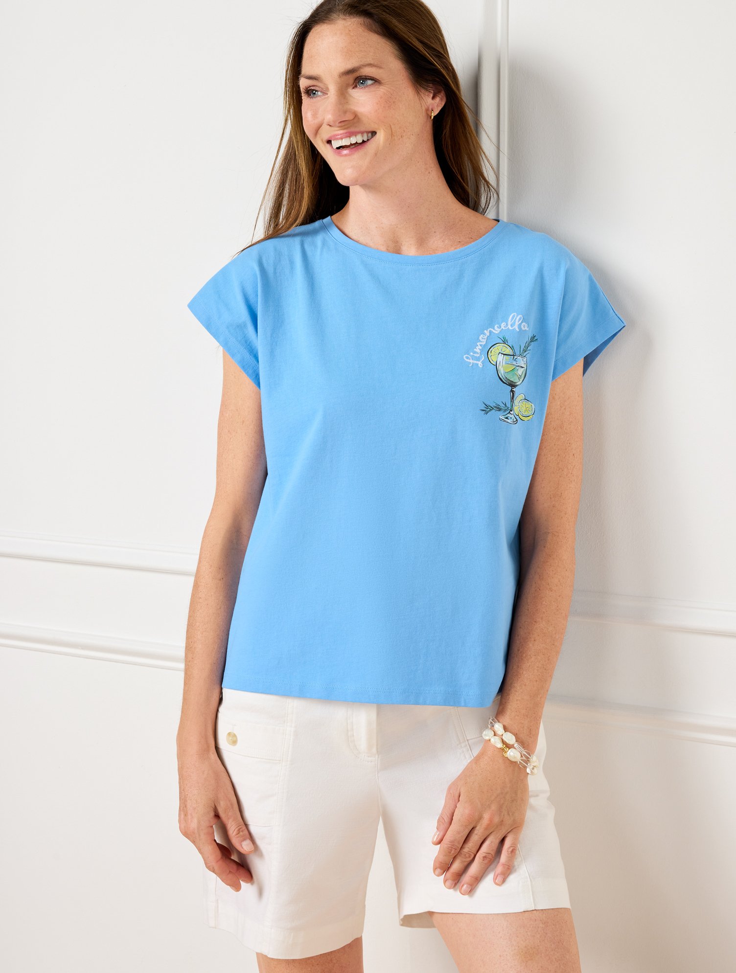 Lace Trim Scoop Neck Tee | Talbots