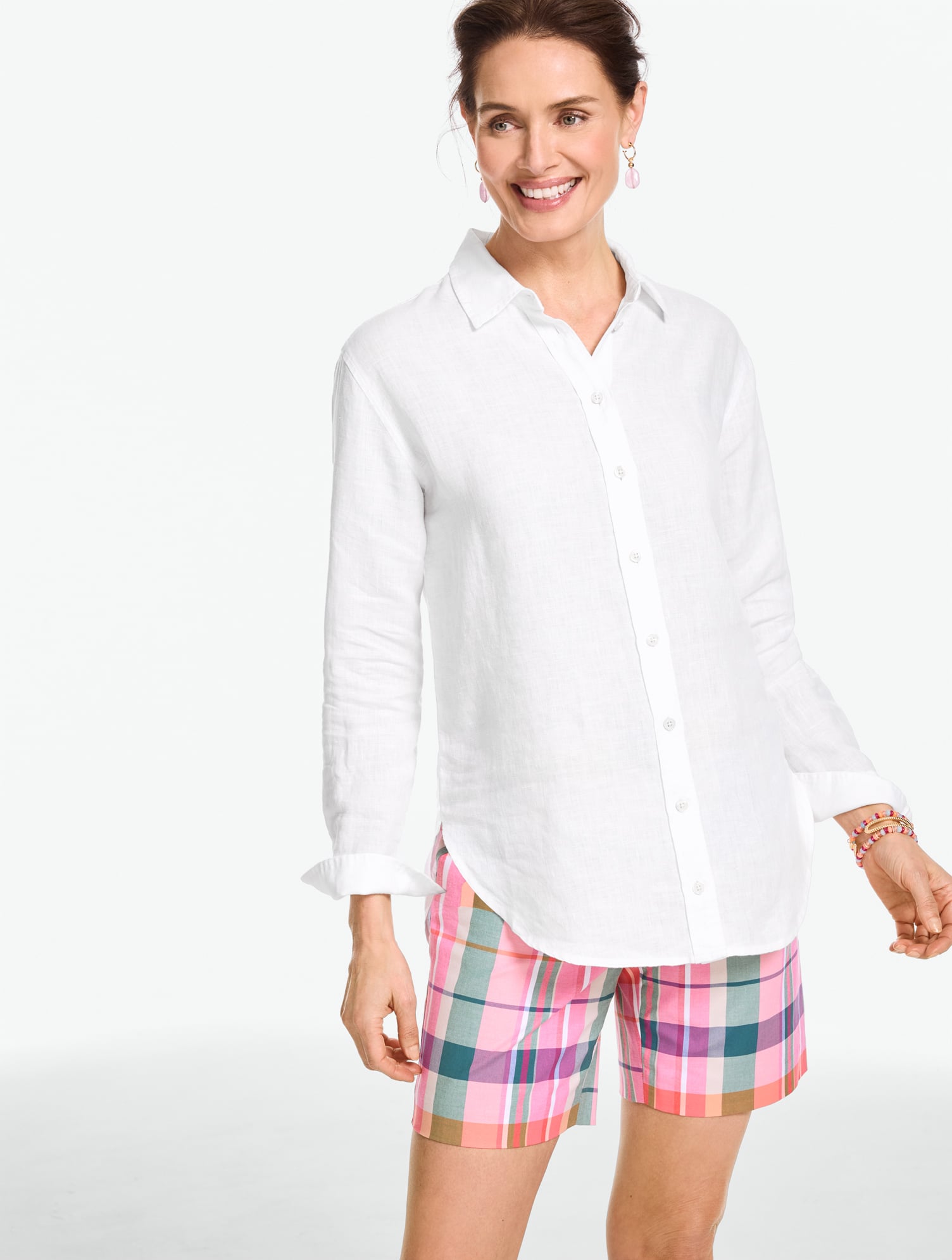 Plus Petite - Everyday Relaxed Linen Shirt - White Talbots