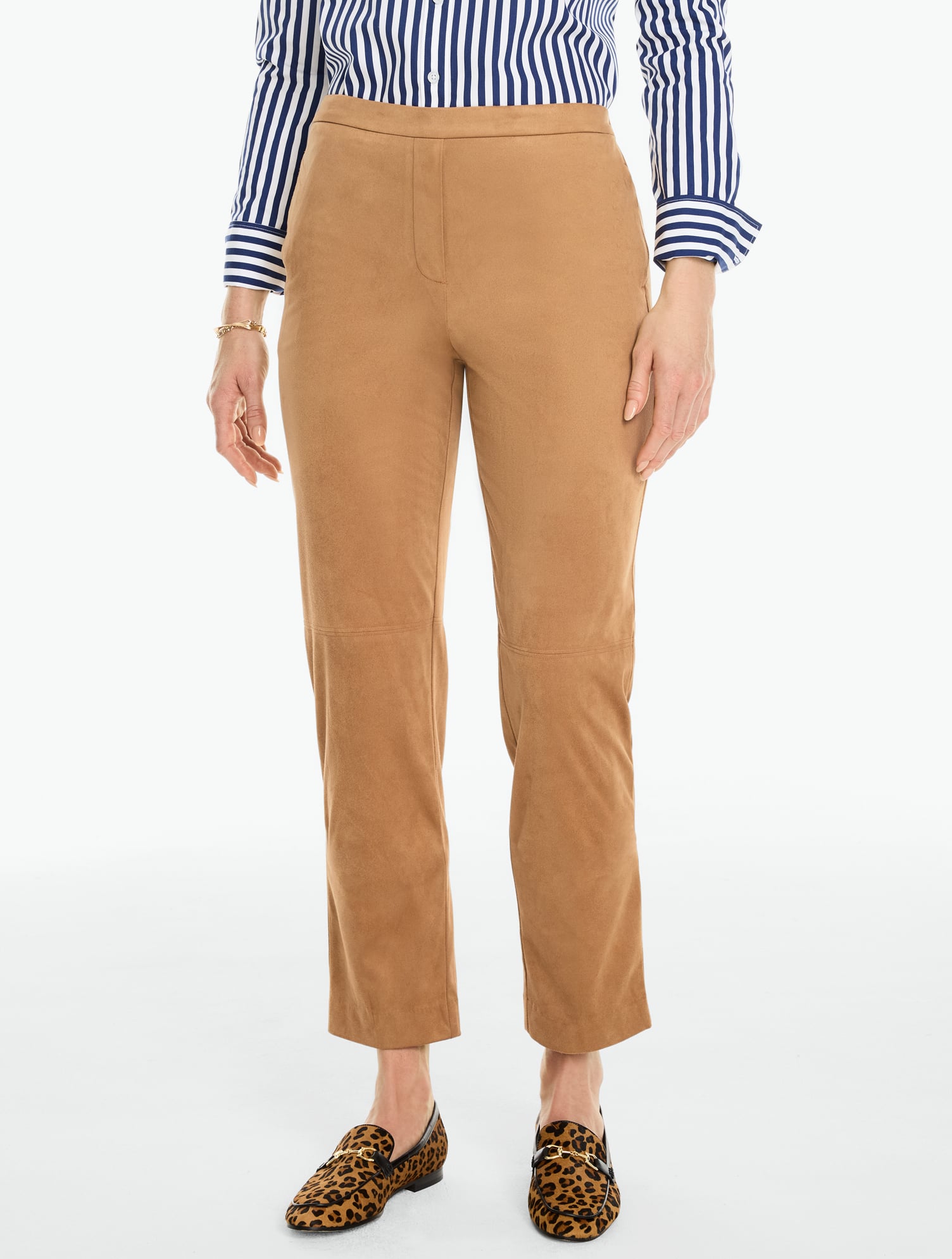 Faux Suede Tapered Ankle Pull-On Pants