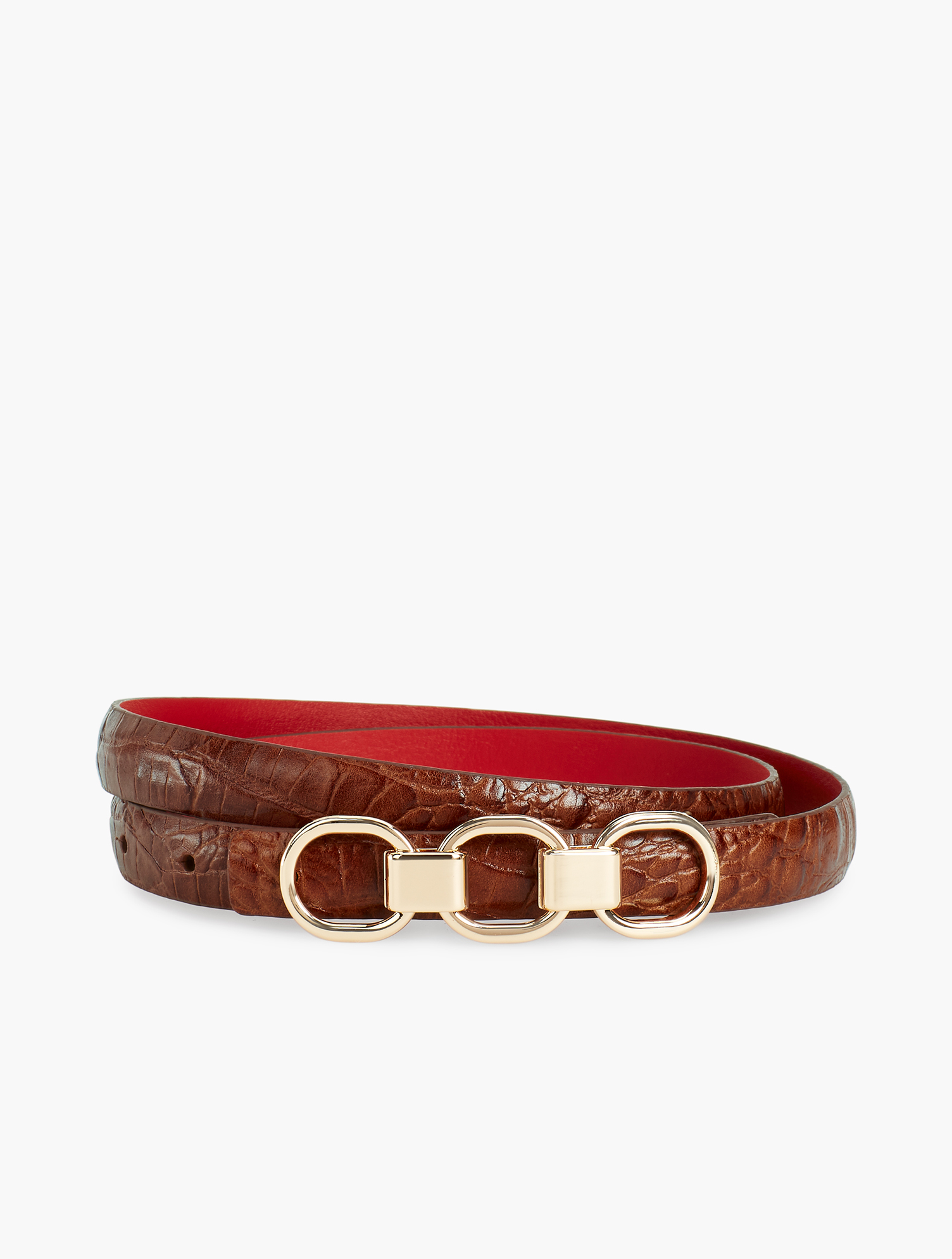 Talbot\'s Croc Embossed Statement Belt Saint Laurent Reversible Croc-Embossed Leather Belt  main image 3