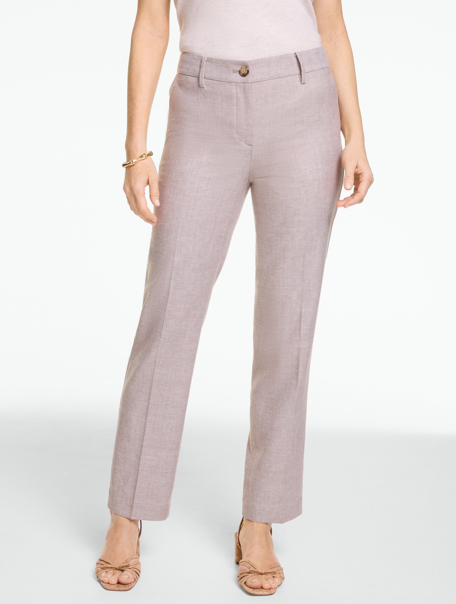 Straight Ankle Linen Pants