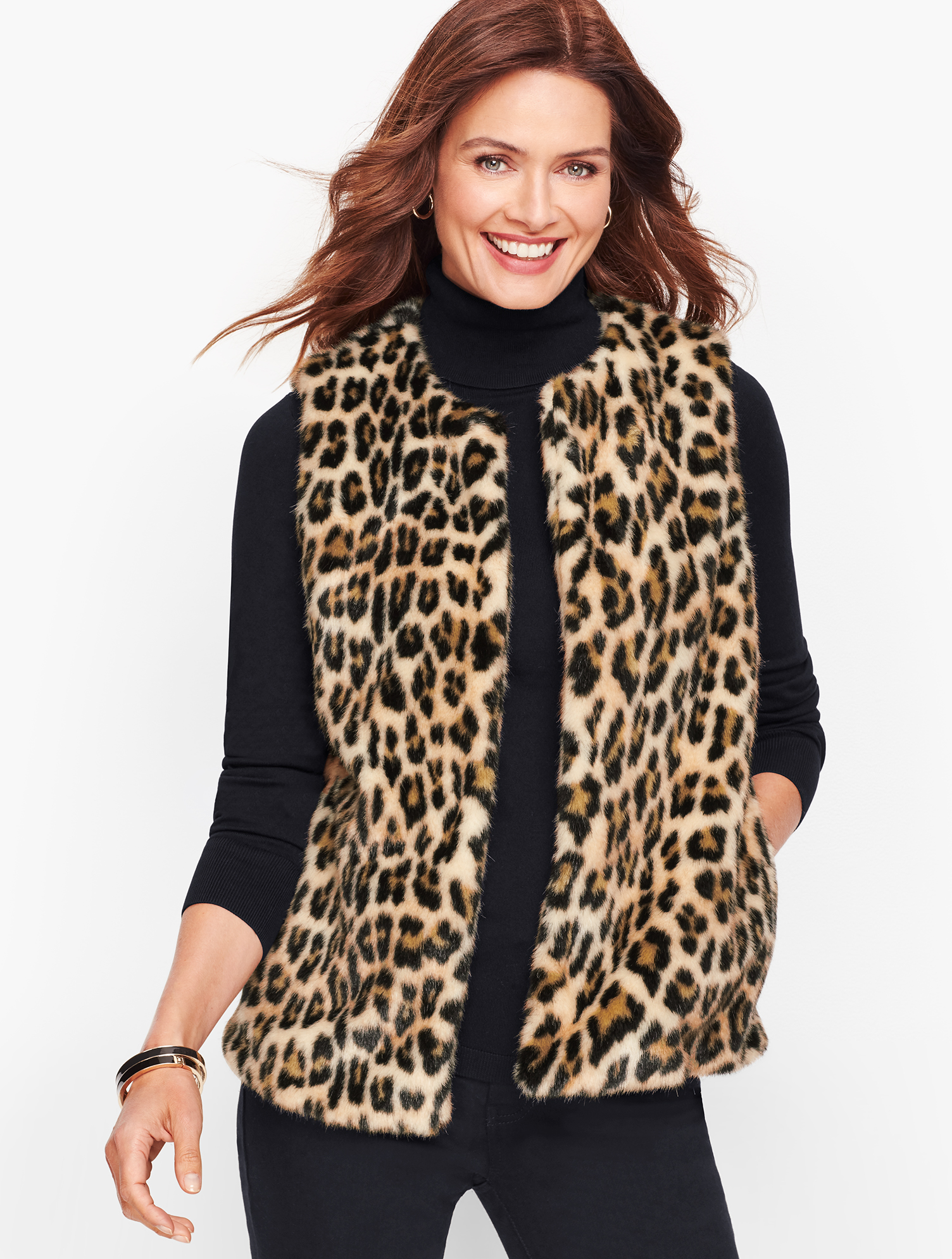 seyto 　Jacquard cut fake fur vest Faux Fur Vest