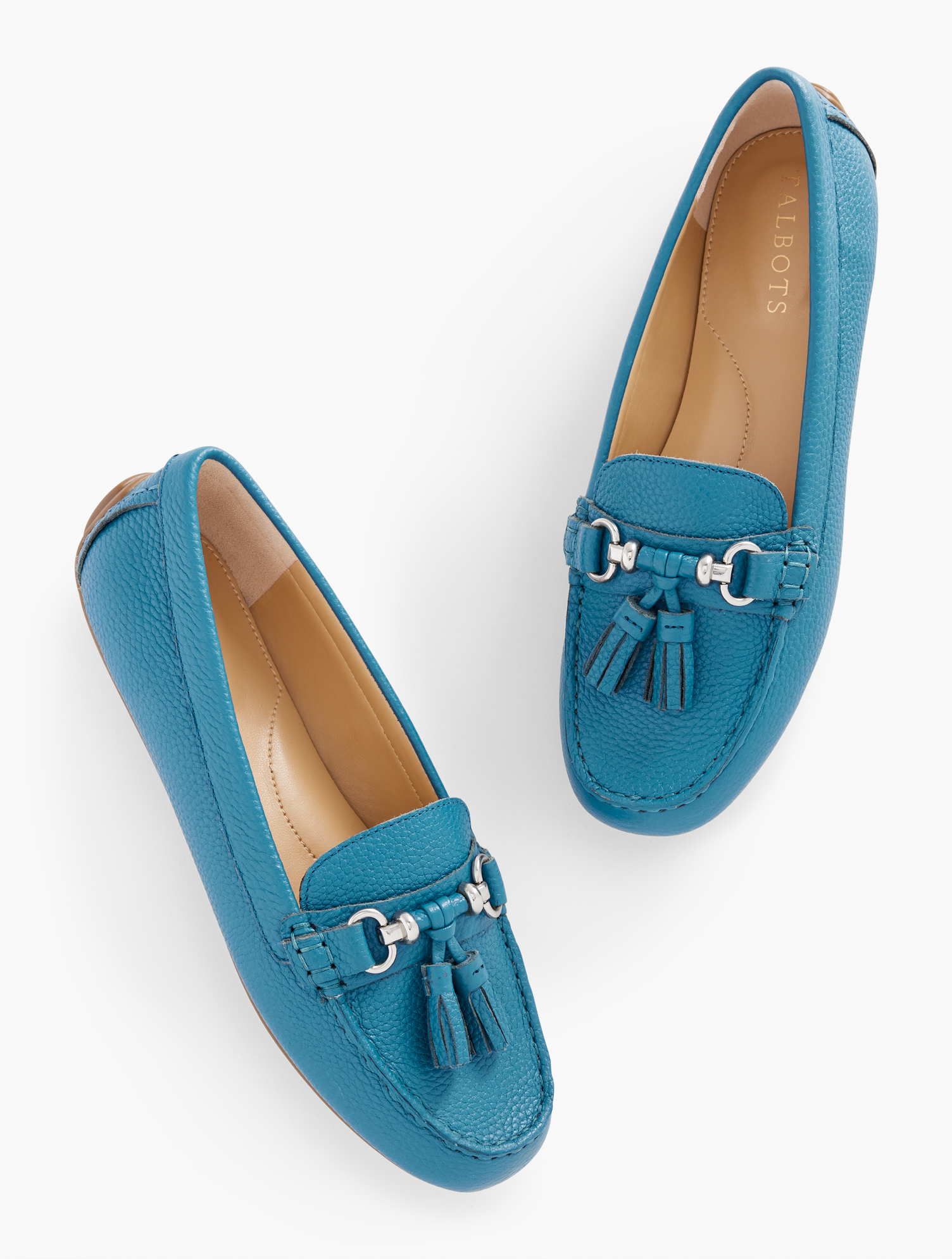 Talbots Everson Tassel Driving Moccasins Shoes - Leather - Teal Ocean - 8m
