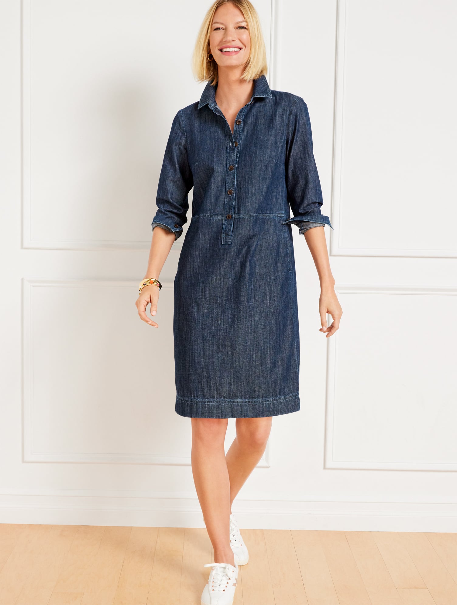 old navy denim popover dress Long-Sleeve Popover Jean Mini Dress