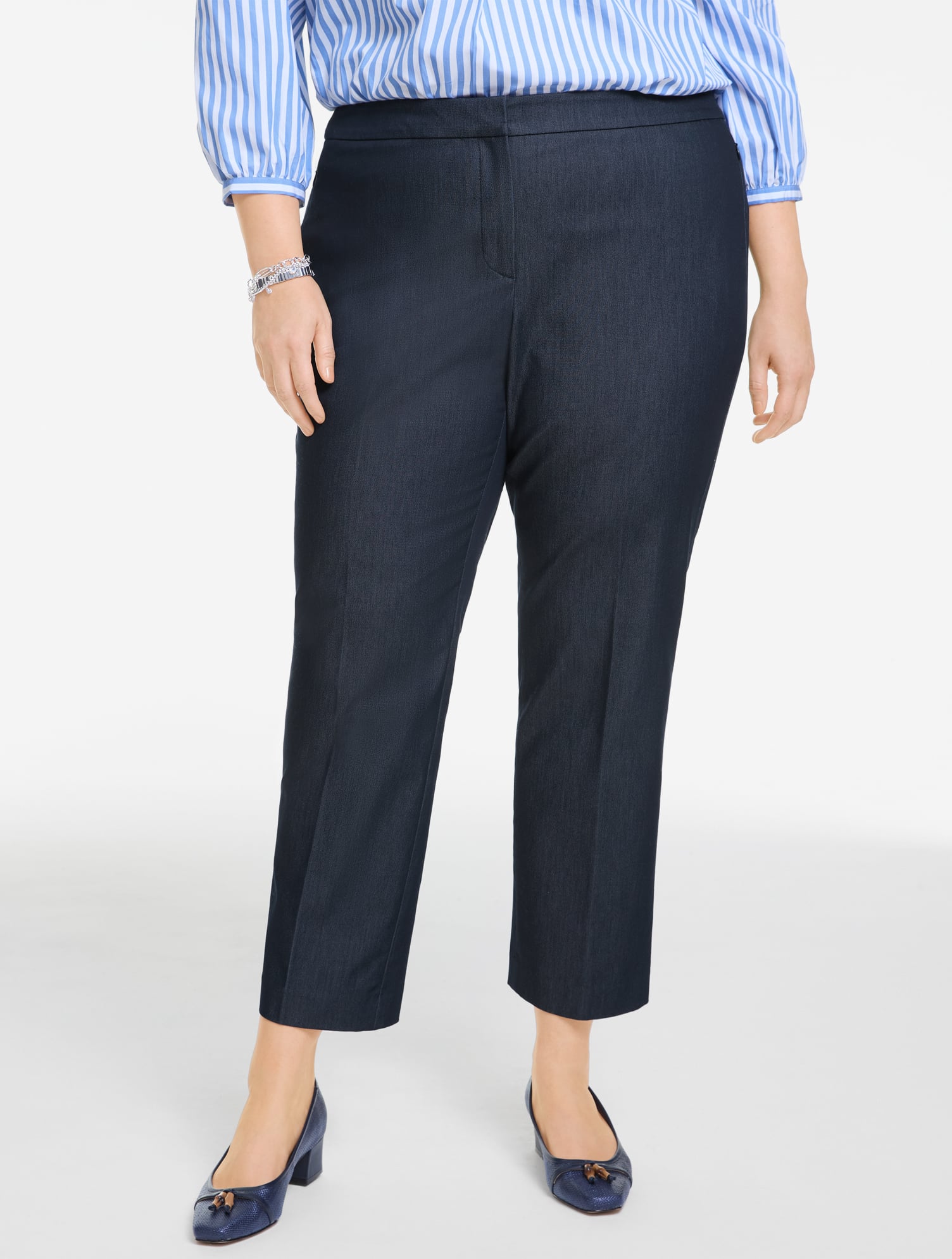 Plus Size - Straight Ankle Pants - Refined Denim - Navy Blue - 22 Talbots