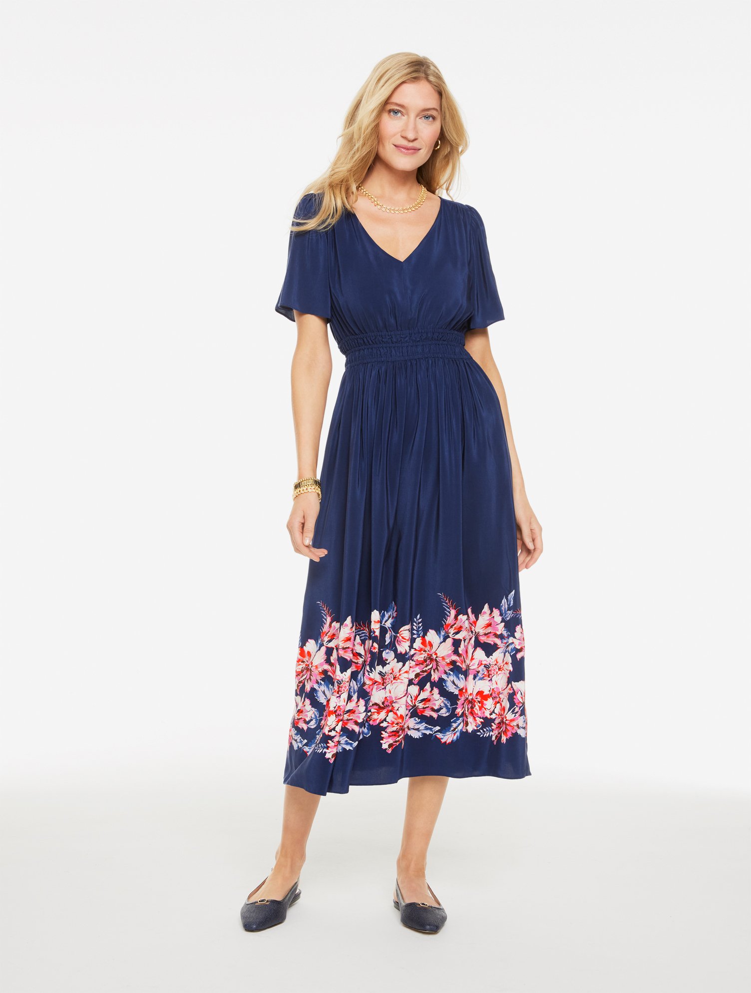 Fit & Flare Dress - Foliage Border