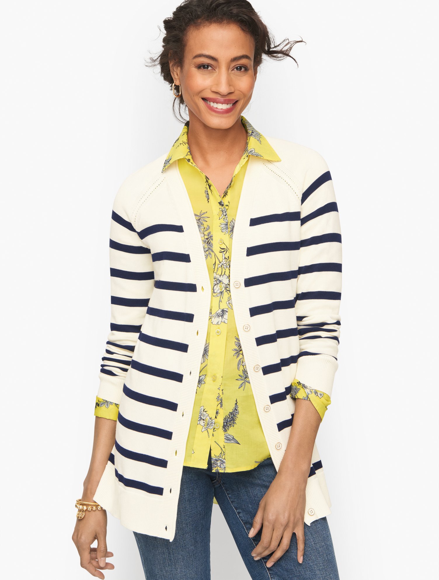Raglan Girlfriend Cardigan - Clean Stripe | Talbots
