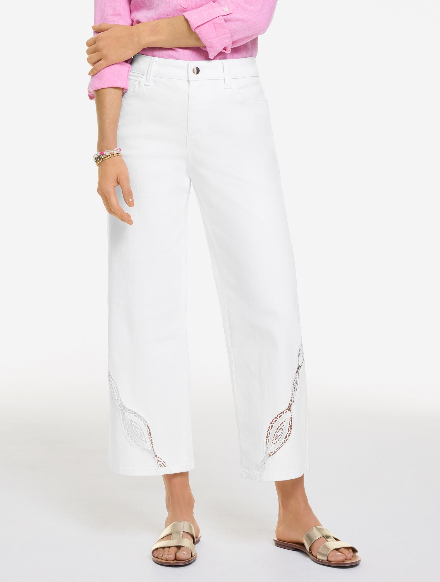 Wide Crop Jeans - White