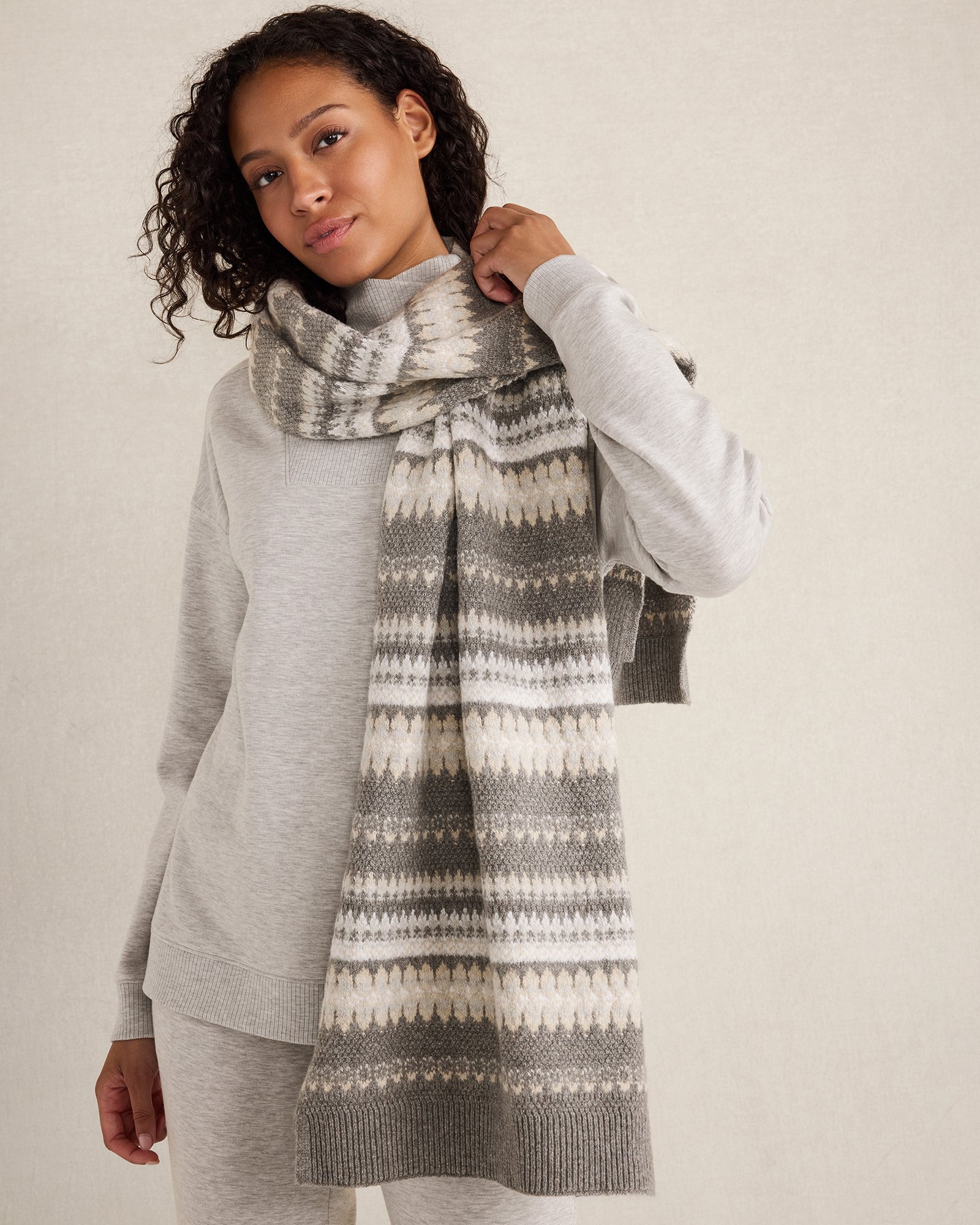 Organic Cotton Blend Nostalgic Fair Isle Scarf