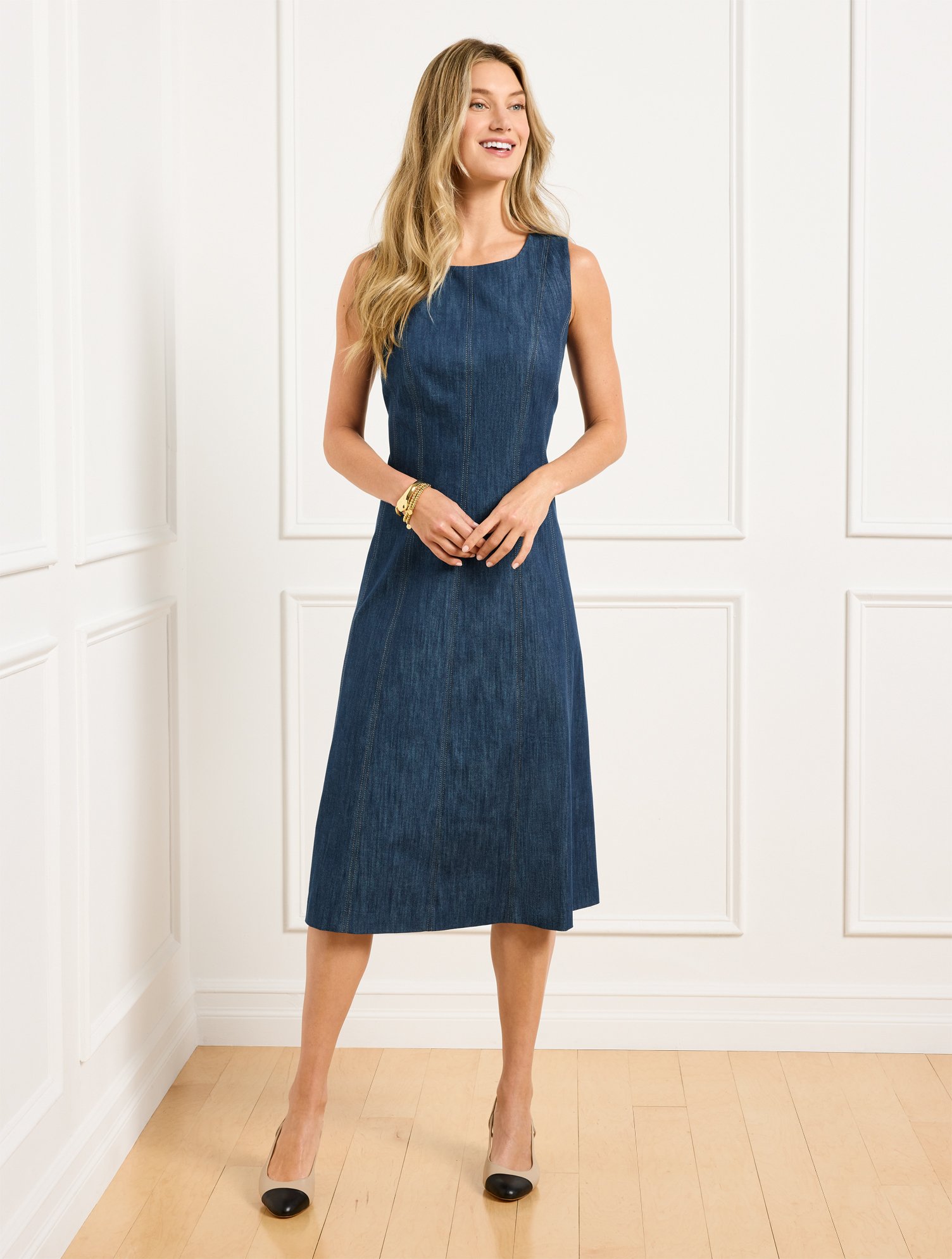 TALBOTS PLUS PETITE - REFINED DENIM DRESS - INK/WHITE - 22 TALBOTS