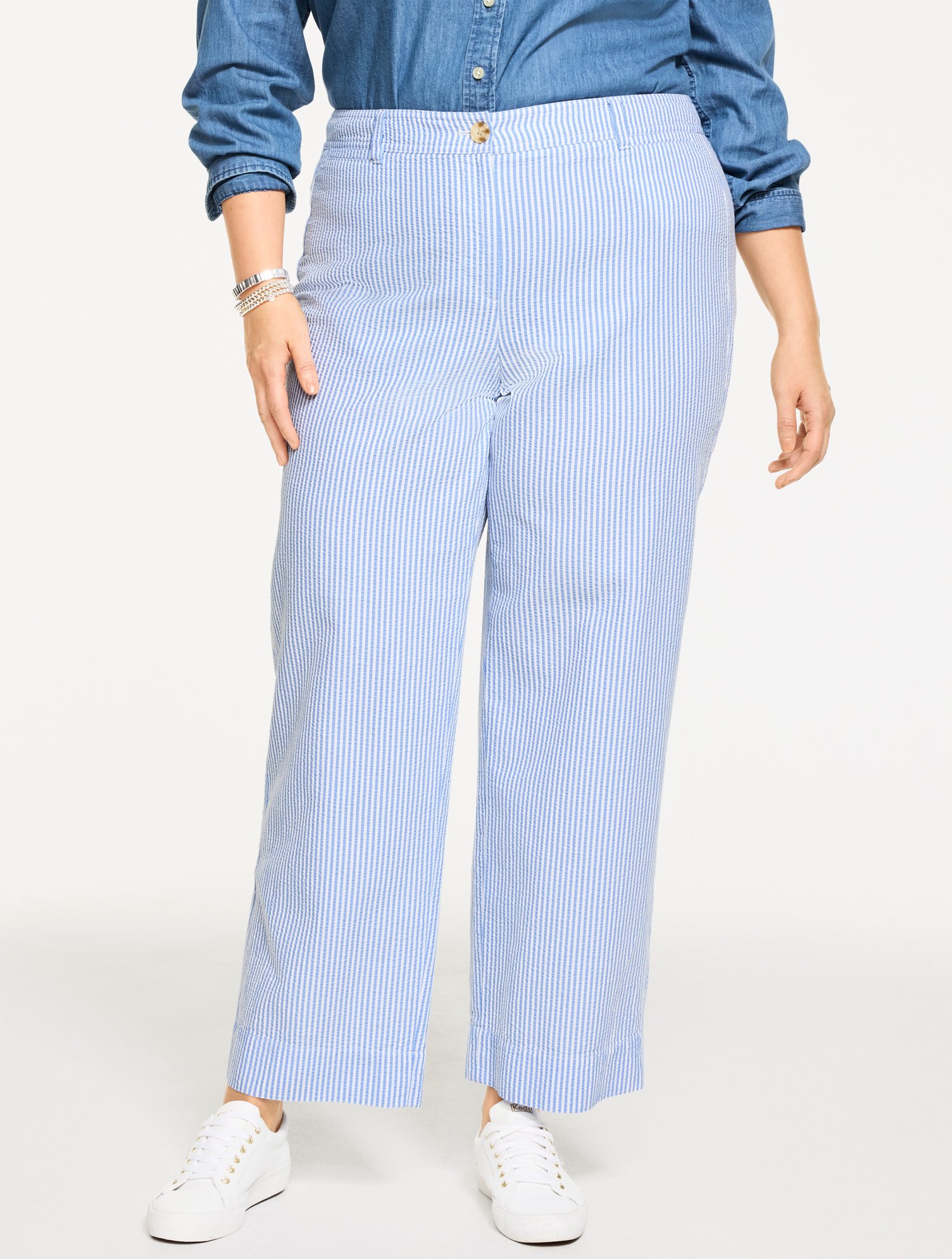 Seersucker Wide Ankle Pants