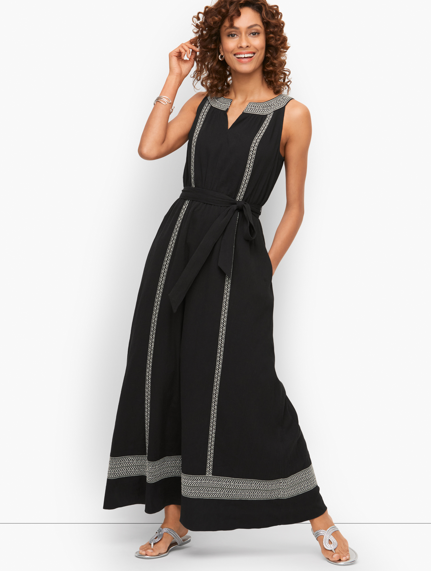 green emerald velvet dress Midnight Embroidered Gauze Dress main image 0