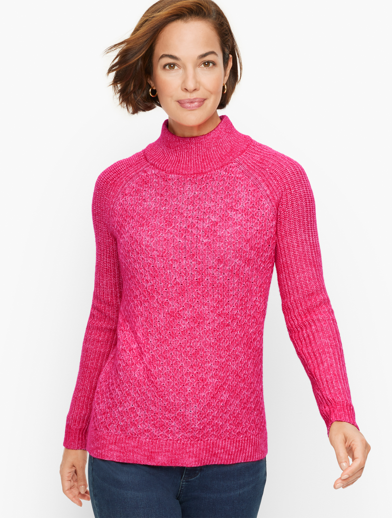 Talbots Textured Stitch Sweater - Pink Punch - 1x