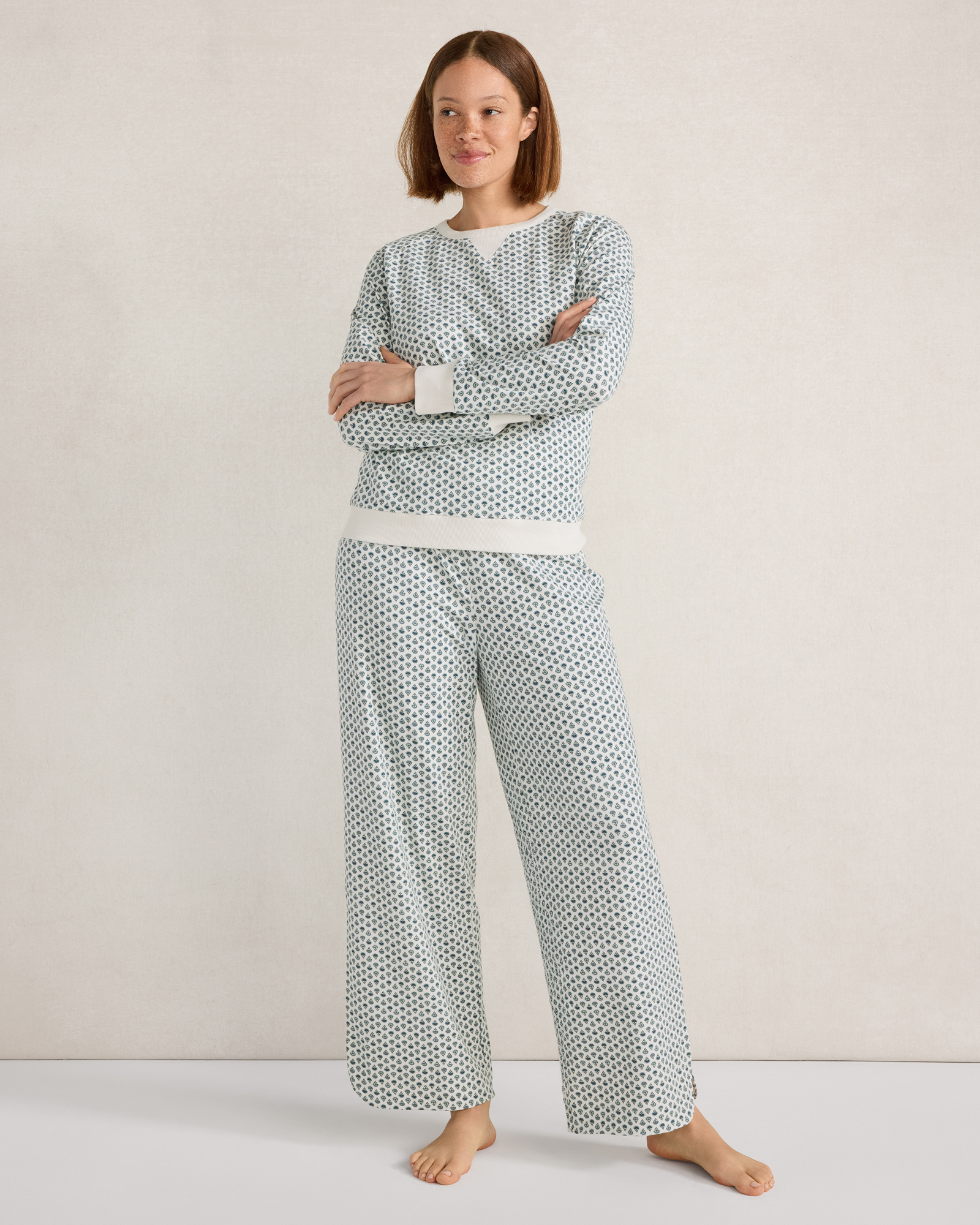 Organic Cotton Jersey Foulard Print Pajama Pants