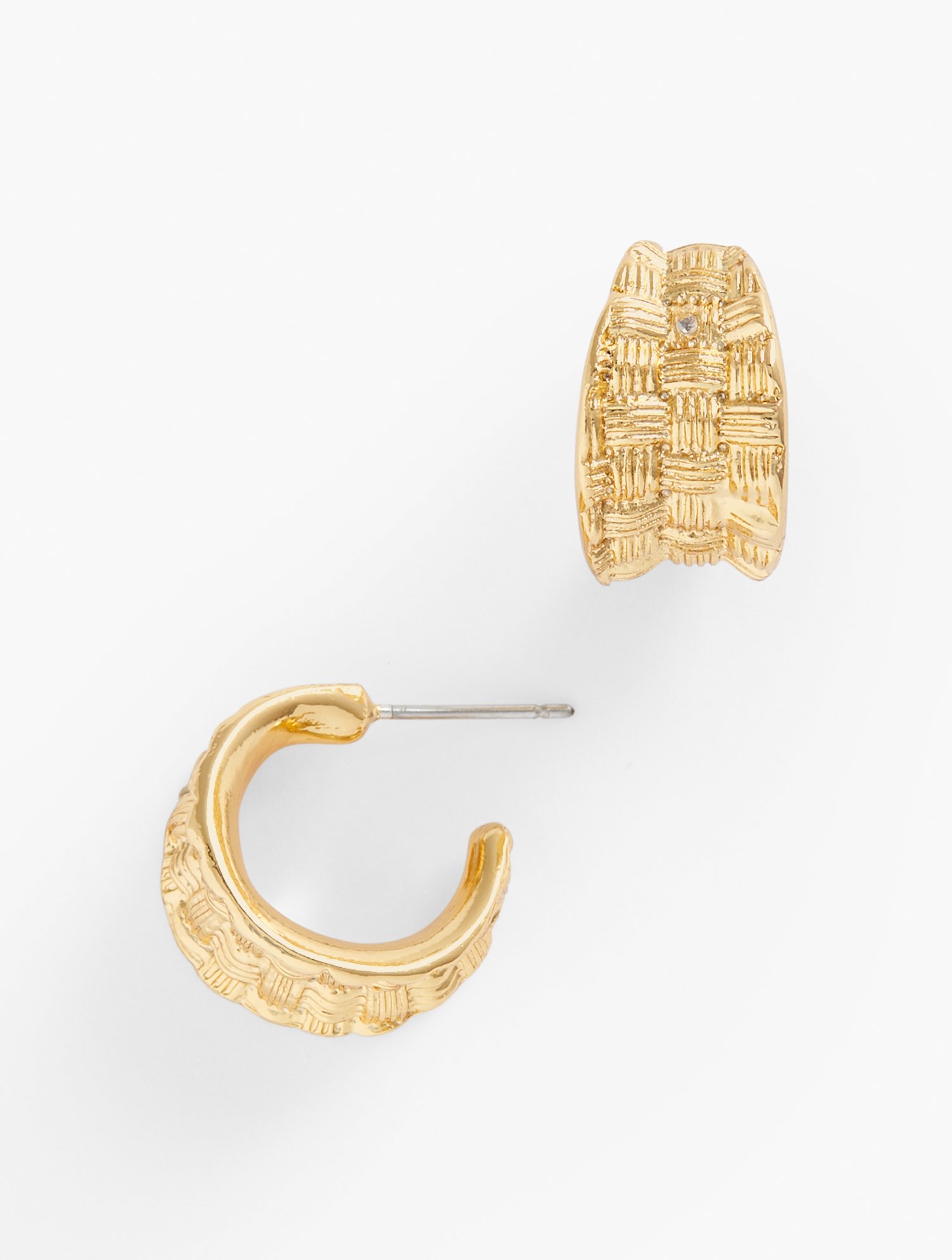 Talbots Textured Hoop Earrings - Gold - 001