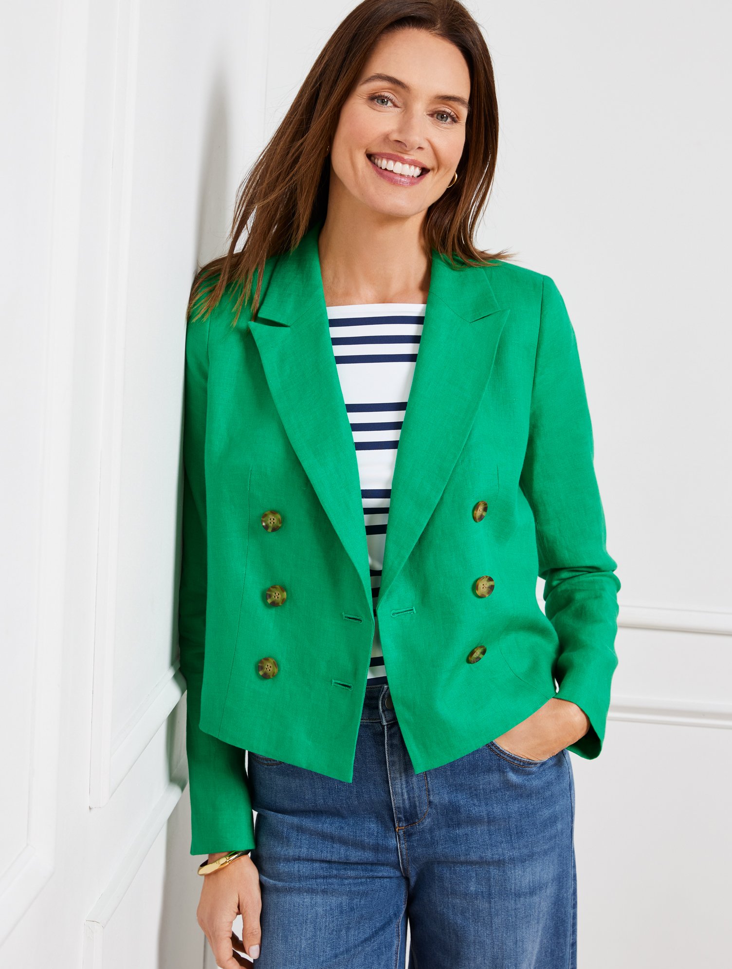 Talbots Cropped Linen Jacket - Simply Green - 22