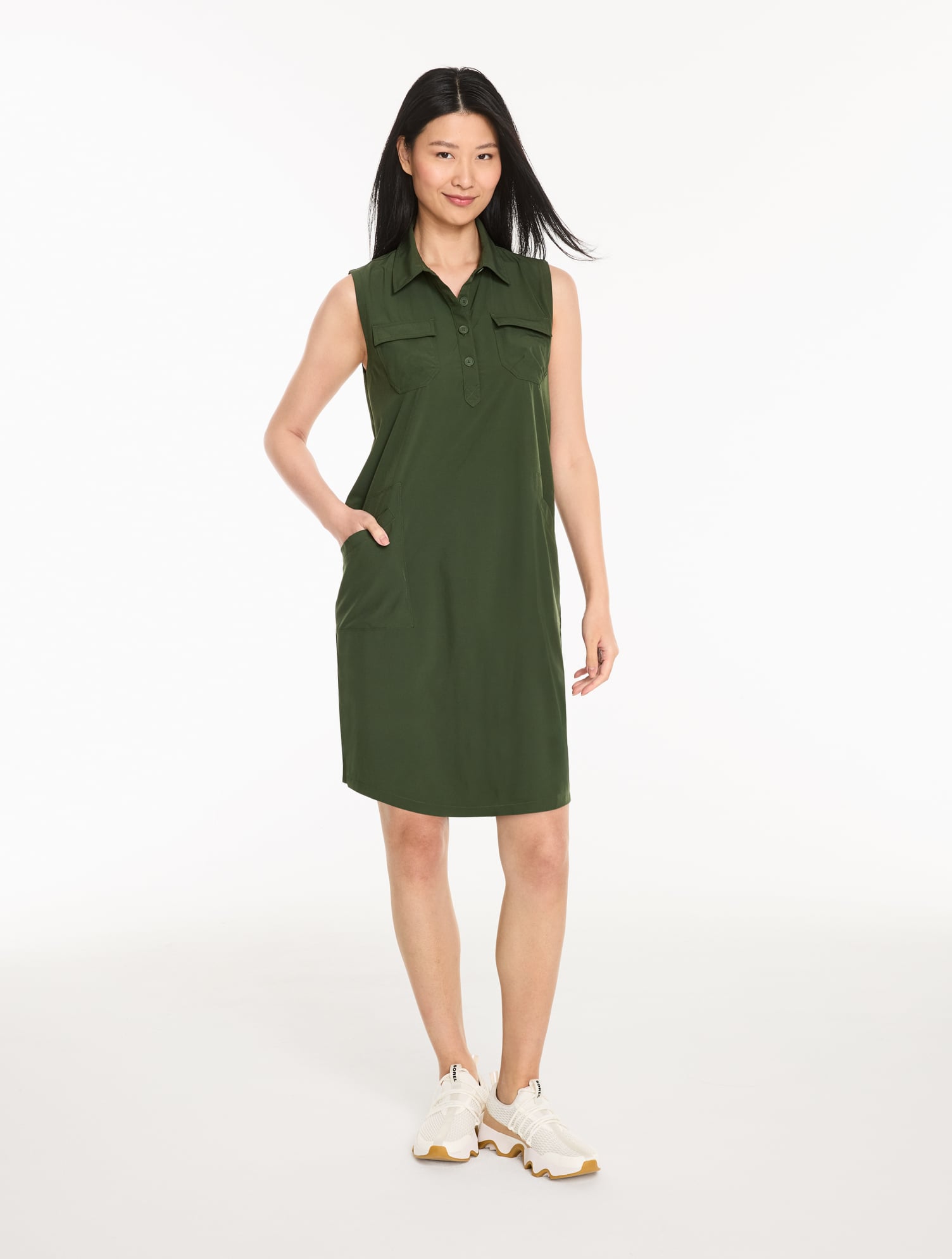 Lightweight Woven Stretch Cargo Shift Dress