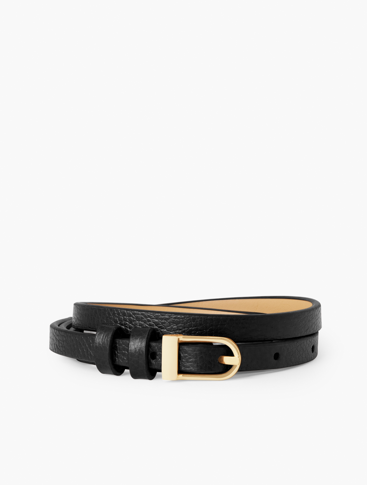 Talbots Slim Leather Belt - Black - Medium