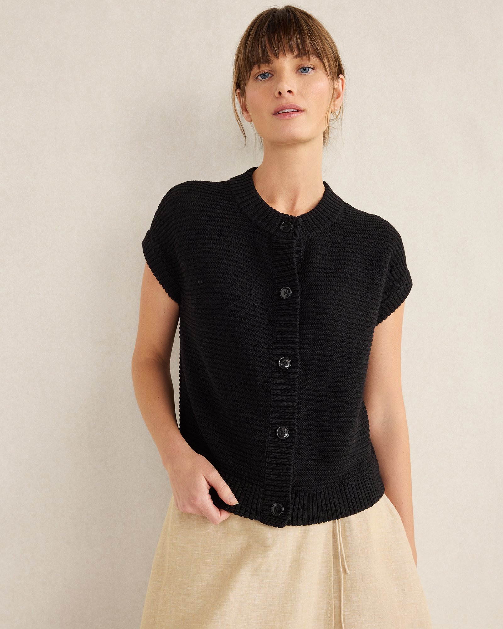 Organic Cotton Linen Short Sleeve Vest