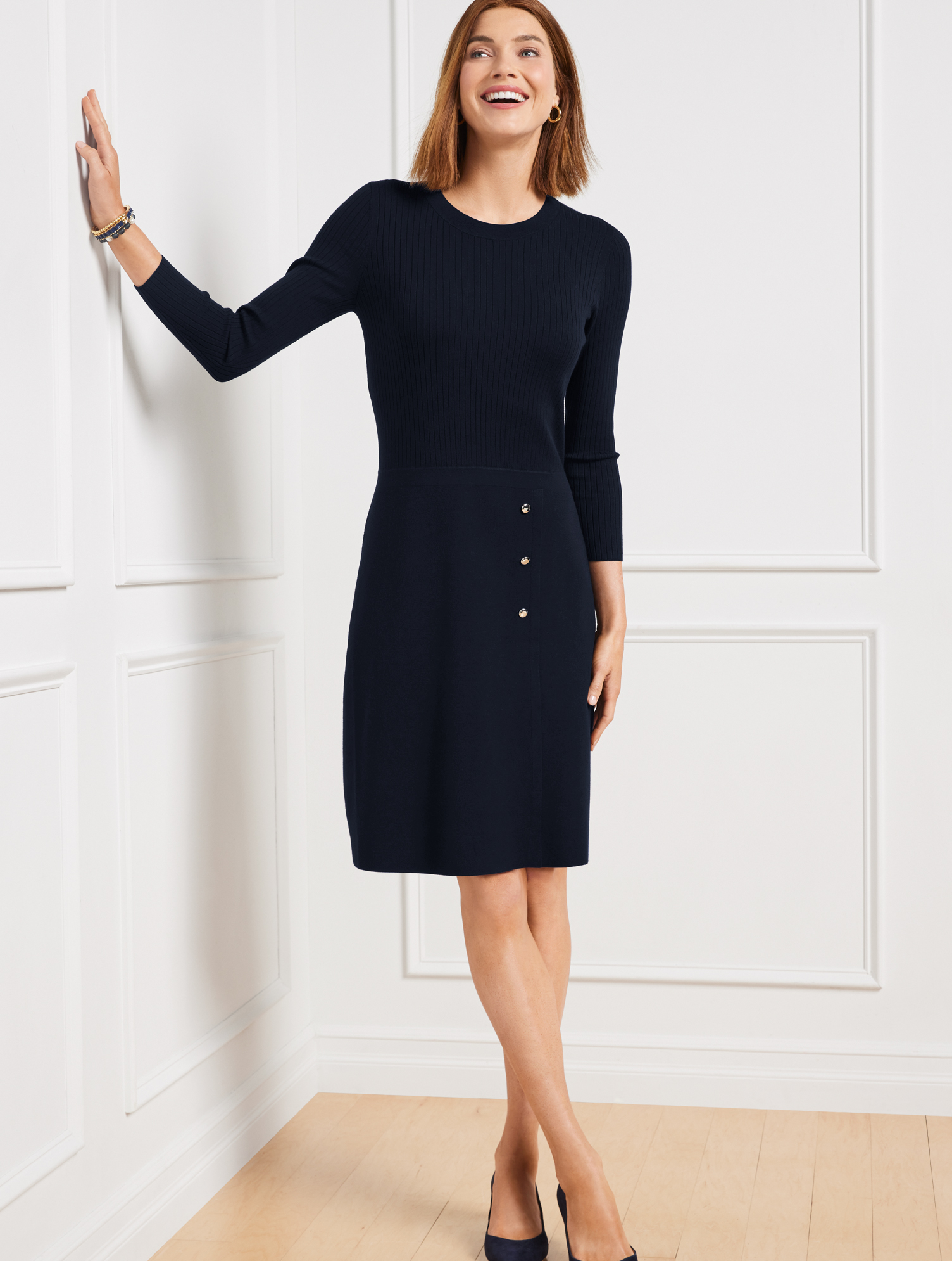 Button Detail Sweater Dress | Talbots Button Detail Sweater Dress | Talbots