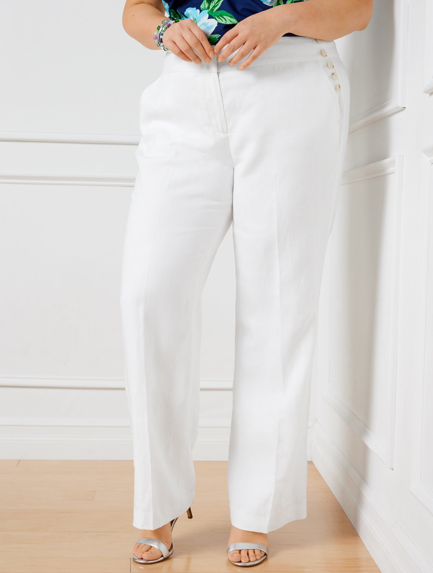 Talbots Greenwich Linen Pants - White - 22