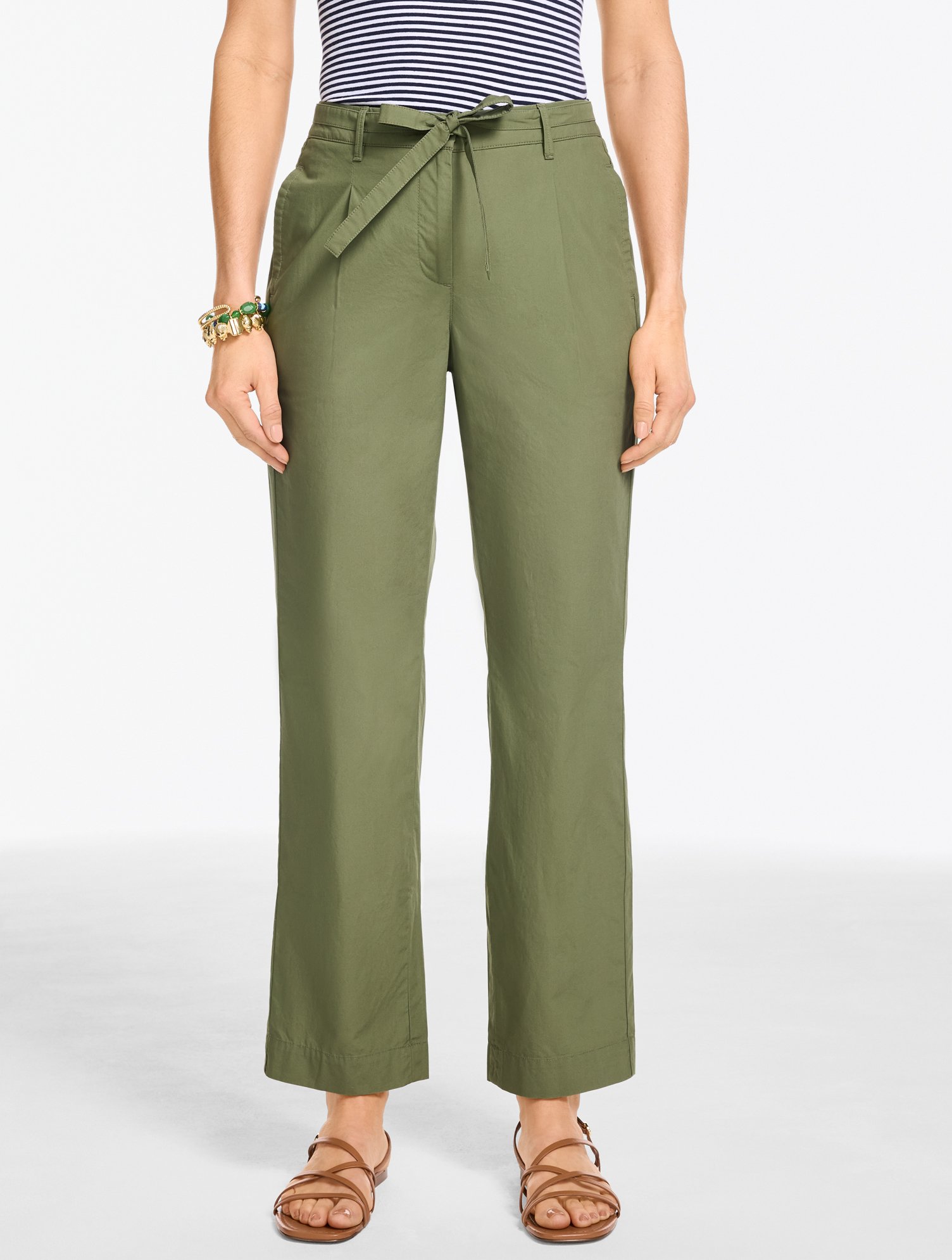 Poplin Straight Ankle Pants