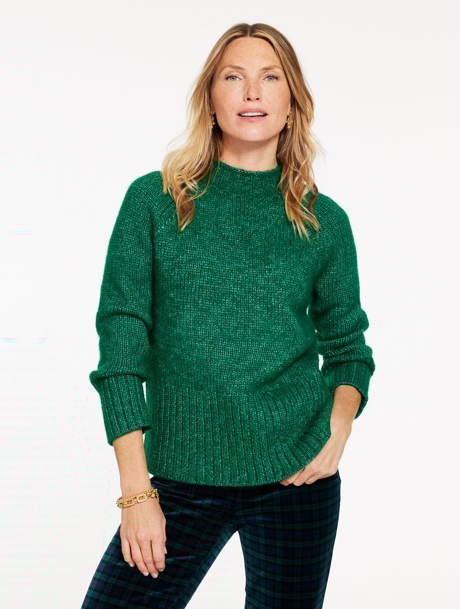 Talbots Plus Petite - Mockneck Sweater - Pine Grove - 2x  In Green
