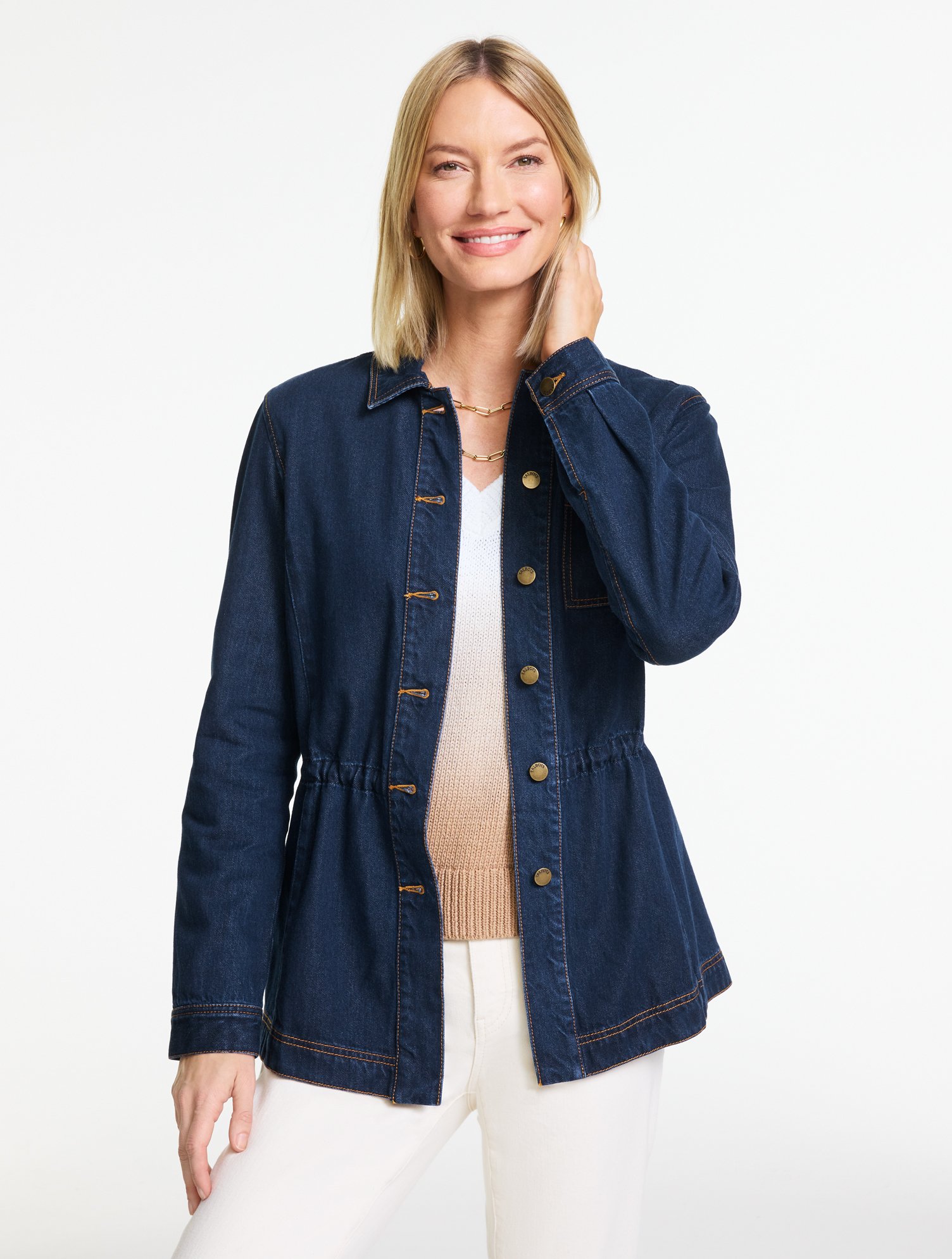 Cinched Waist Shirt Jacket - Deep Wash