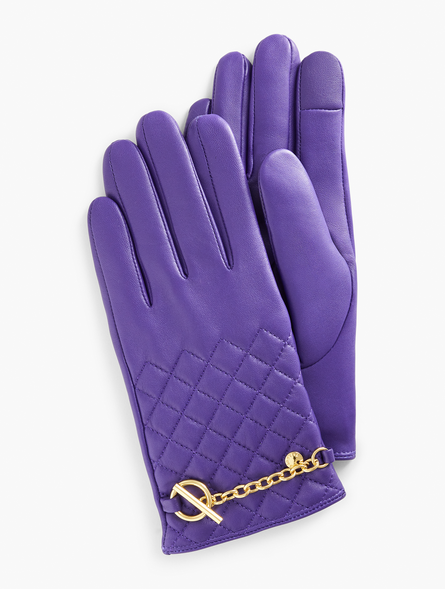 小物 WASHABLE LEATHER GLOVES-[BUSINESS] Chain Trim Quilted Leather Gloves | Talbots