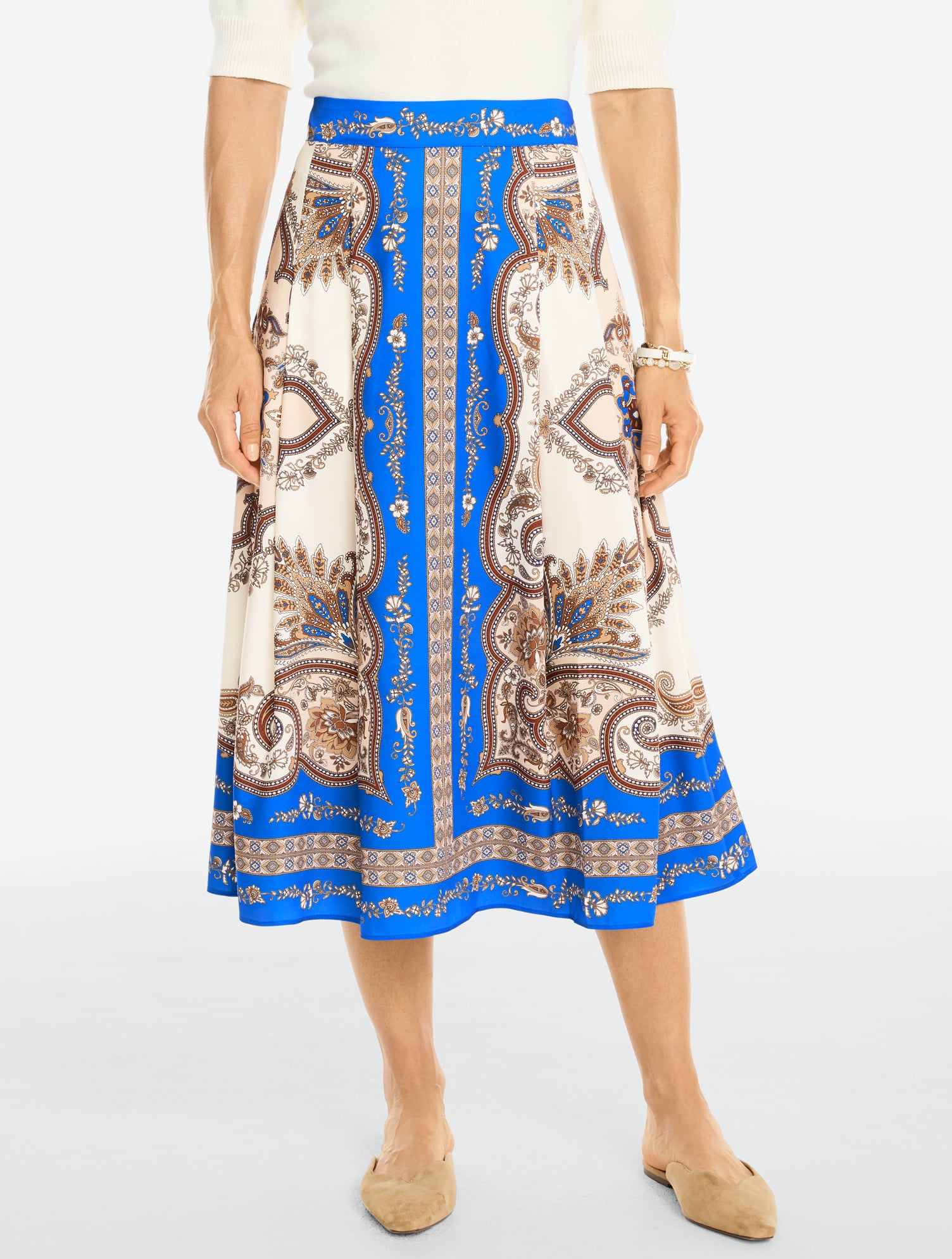Crepe Pleated Fit & Flare Skirt | Talbots