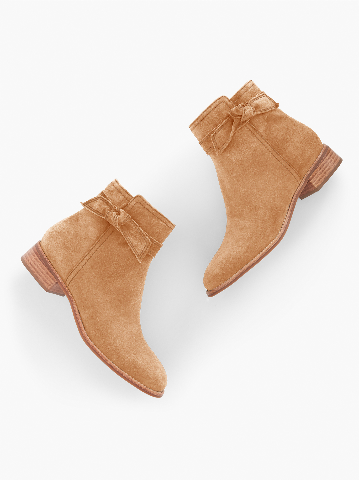 Talbots Tish Bow Ankle Boots - Suede - Light Toffee - 11m