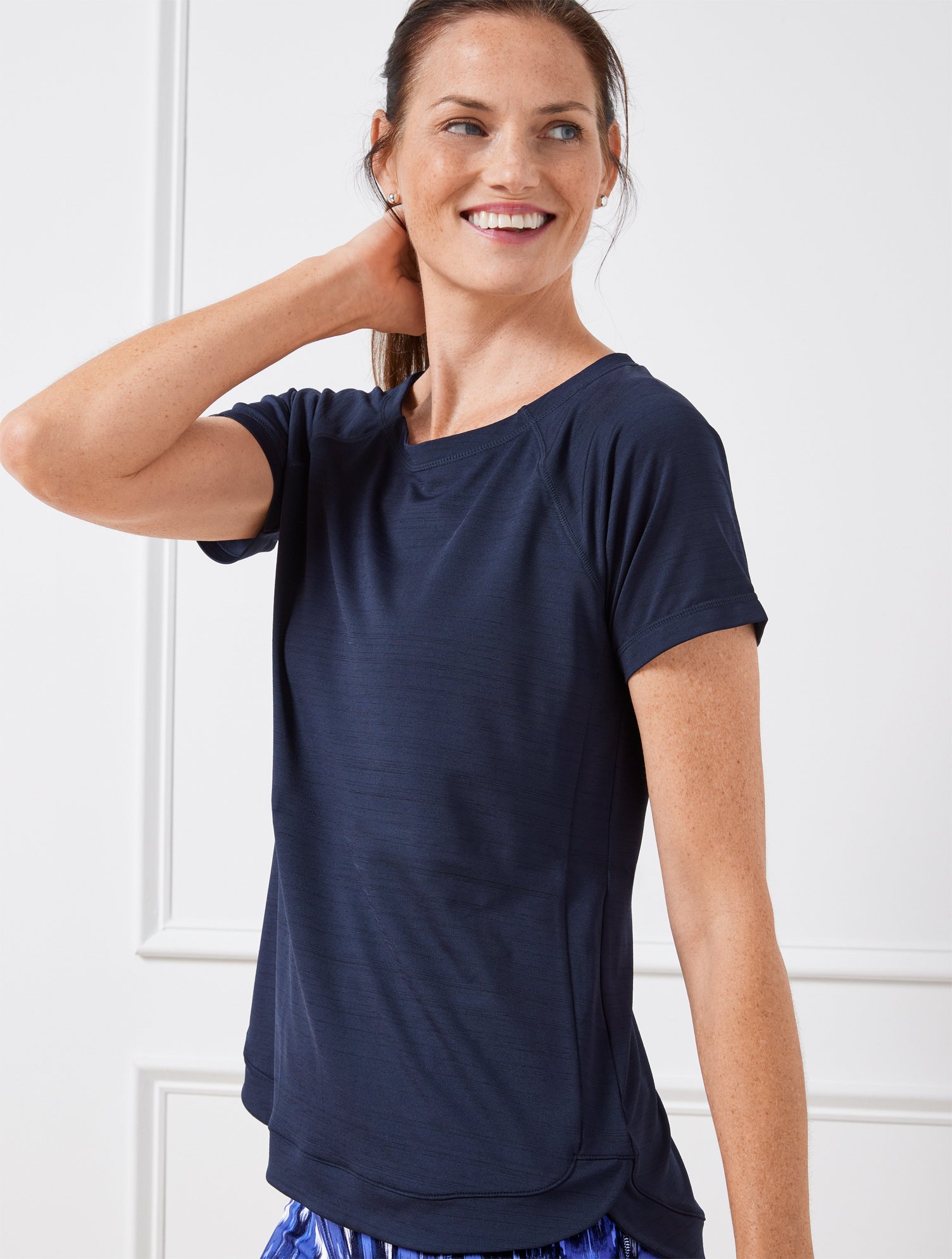 Talbots Plus Size - Cool Slub Active T-shirt - Blue - 2x