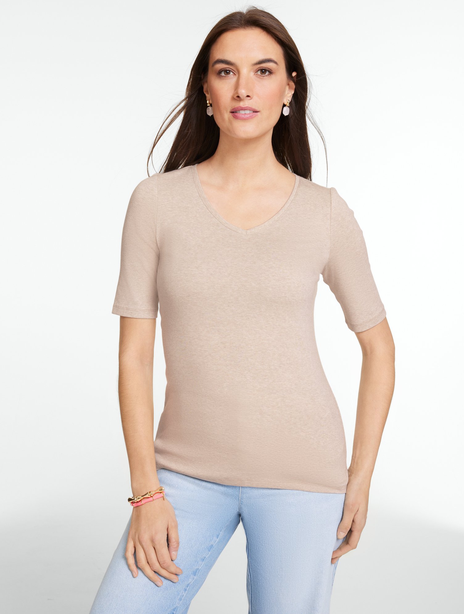 Elbow Sleeve V-Neck Tee