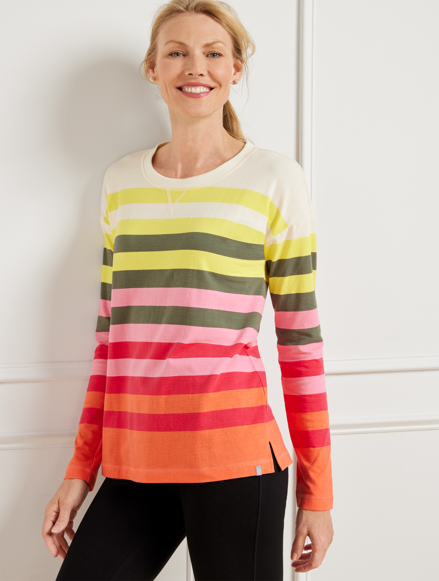 Talbots Crewneck Sweater Pullover - Traverse Stripe - Pear Yellow - 3x