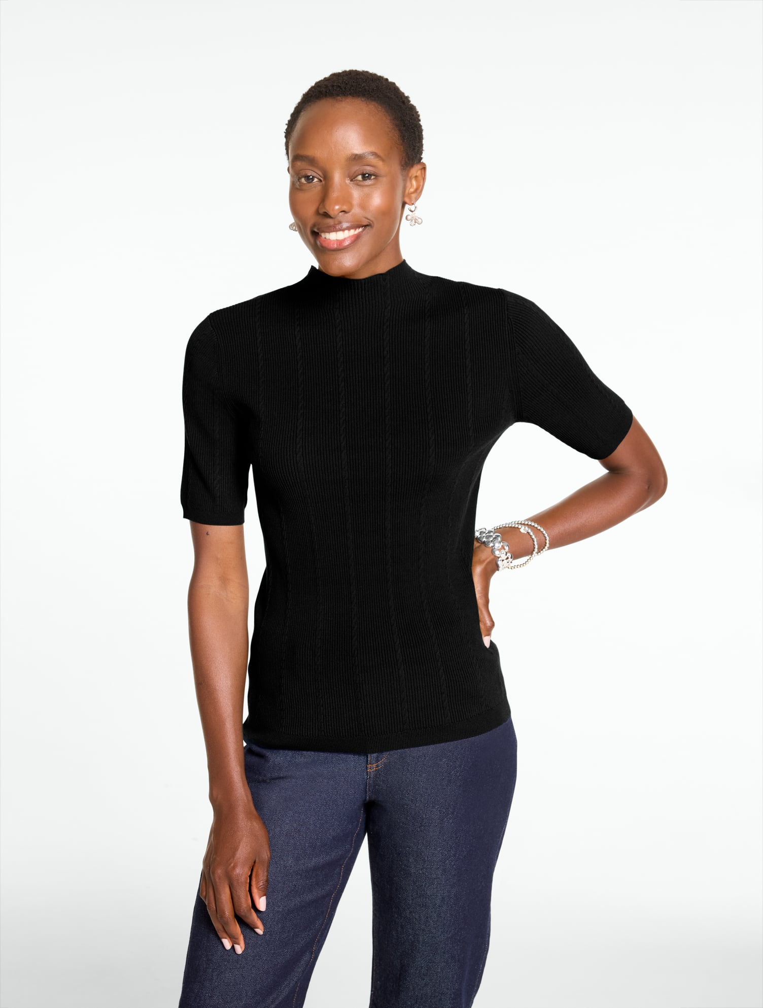 Fair Isle Mockneck Cardigan | Talbots