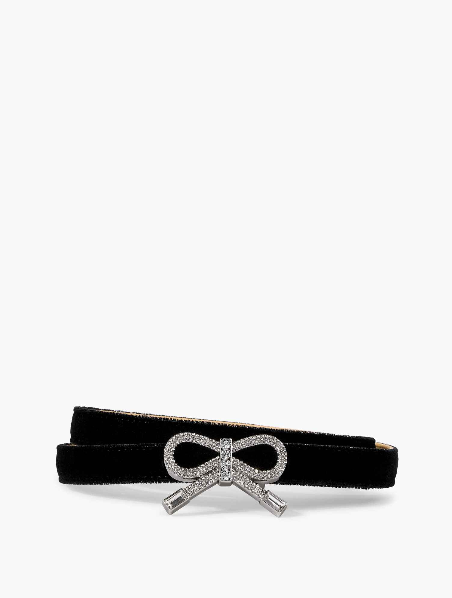 Rhinestone Bow Velvet Belt | Talbots