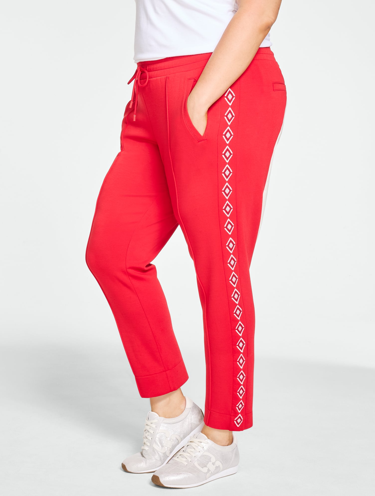AirKnit Stretch Tapered Leg Pants - Diamond Embroidered