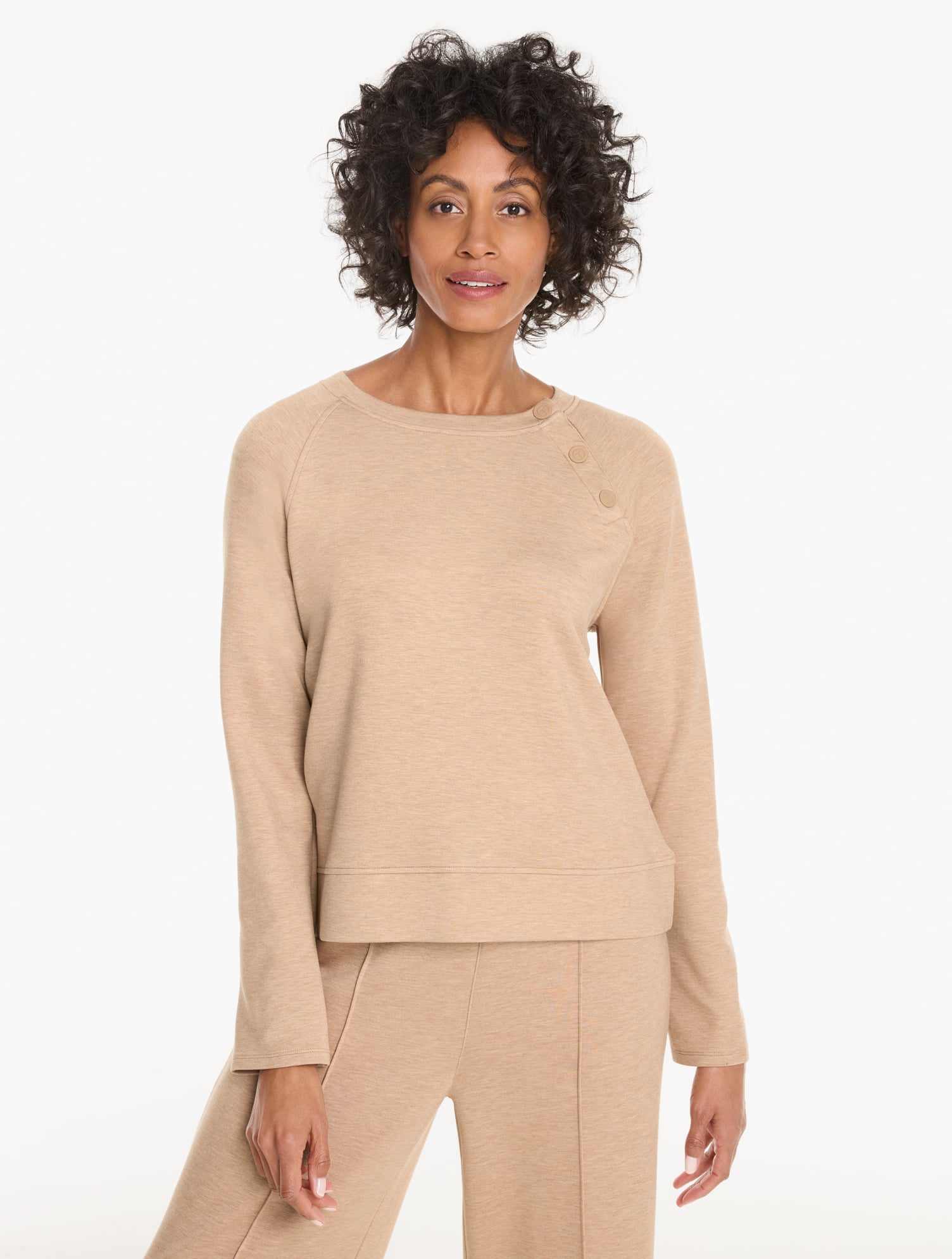 AirKnit Stretch Snap Raglan Pullover - Heathered | Talbots
