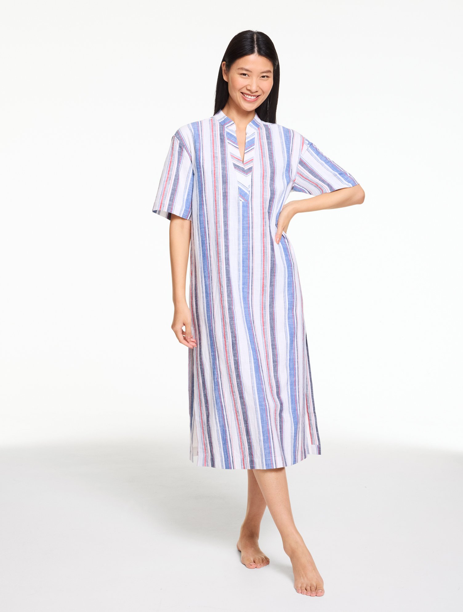 Aqua Club Maxi Caftan Cover-Up - Classic Stripe