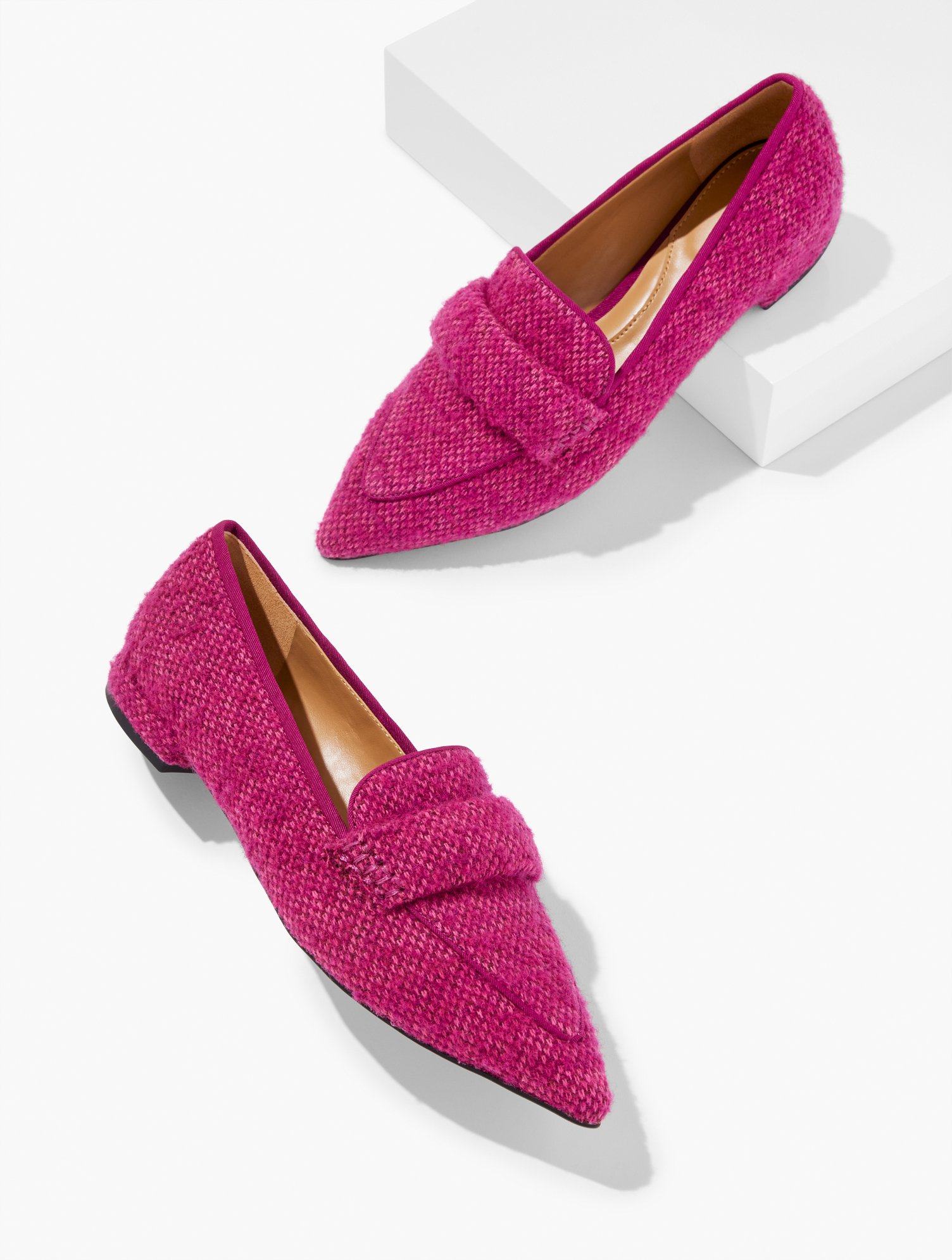 Talbots Scarlet Tweed Pointed Toe Loafers - Magenta - 11m  In Multi